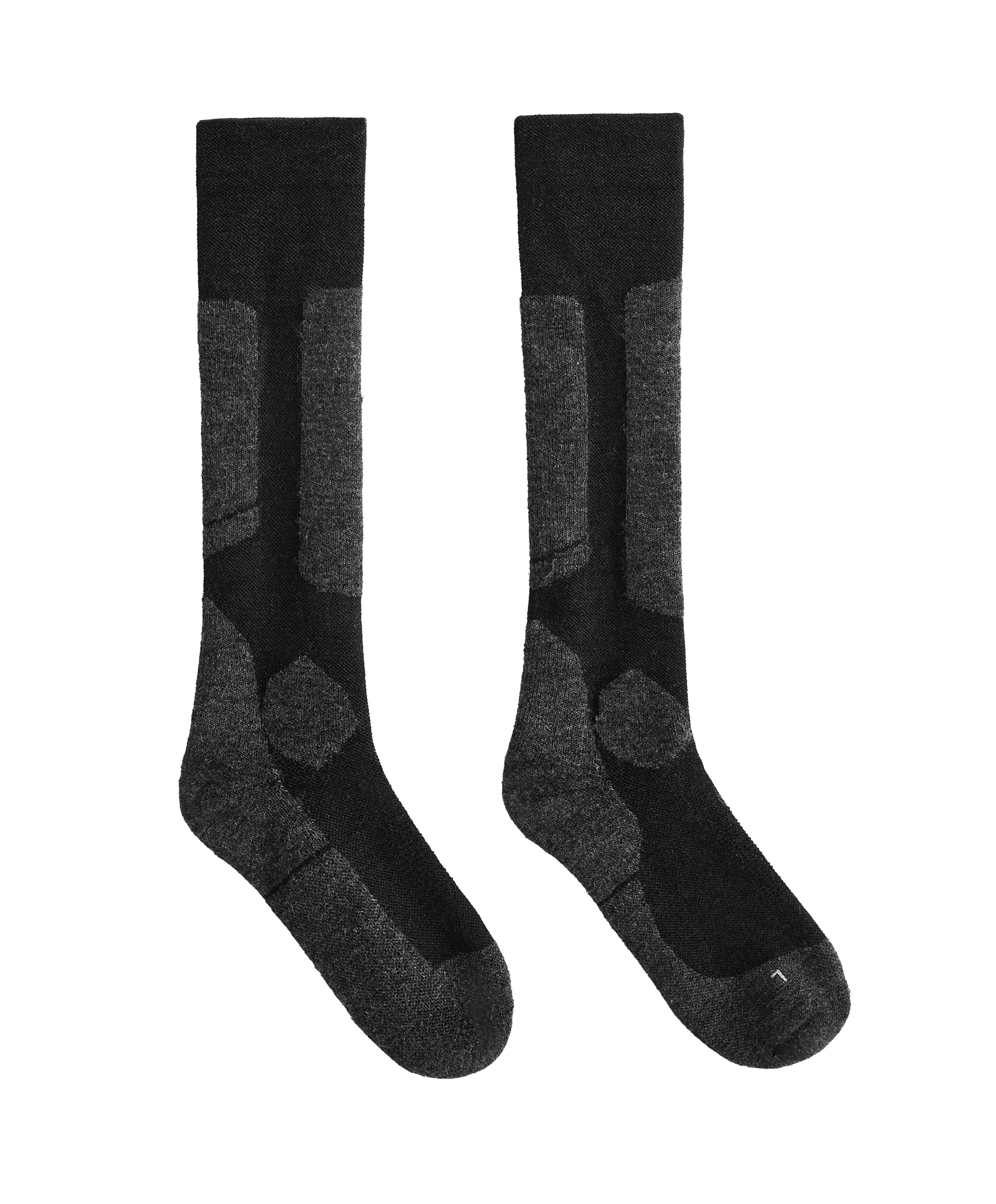 WOOLMARK® wool blend long ski socks — BLACK