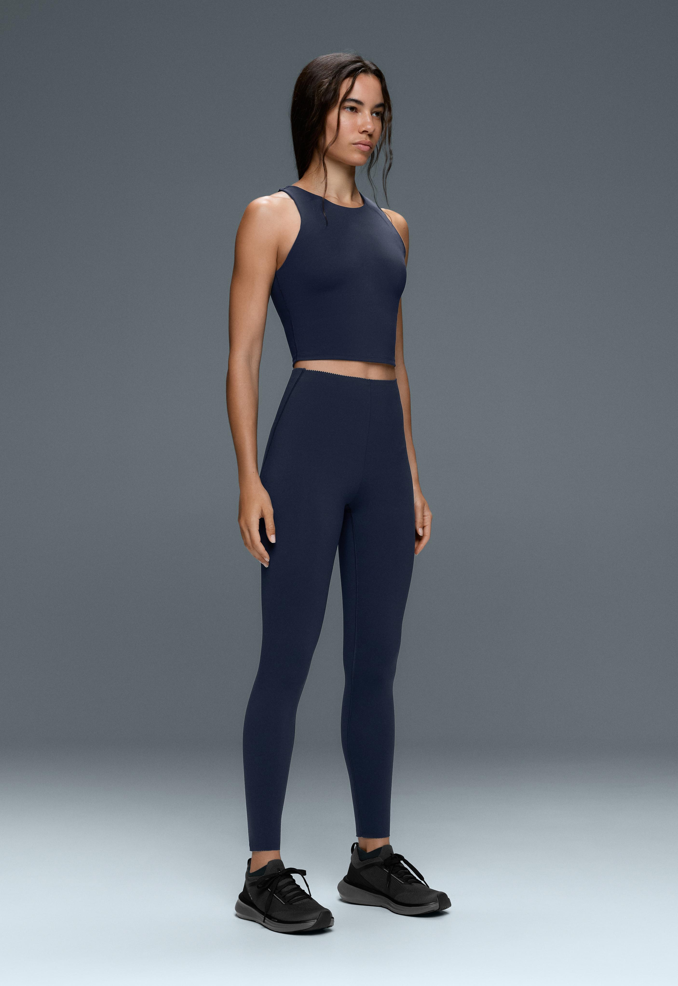 Compressive high-rise core-control ankle-length leggings — NAVY BLUE