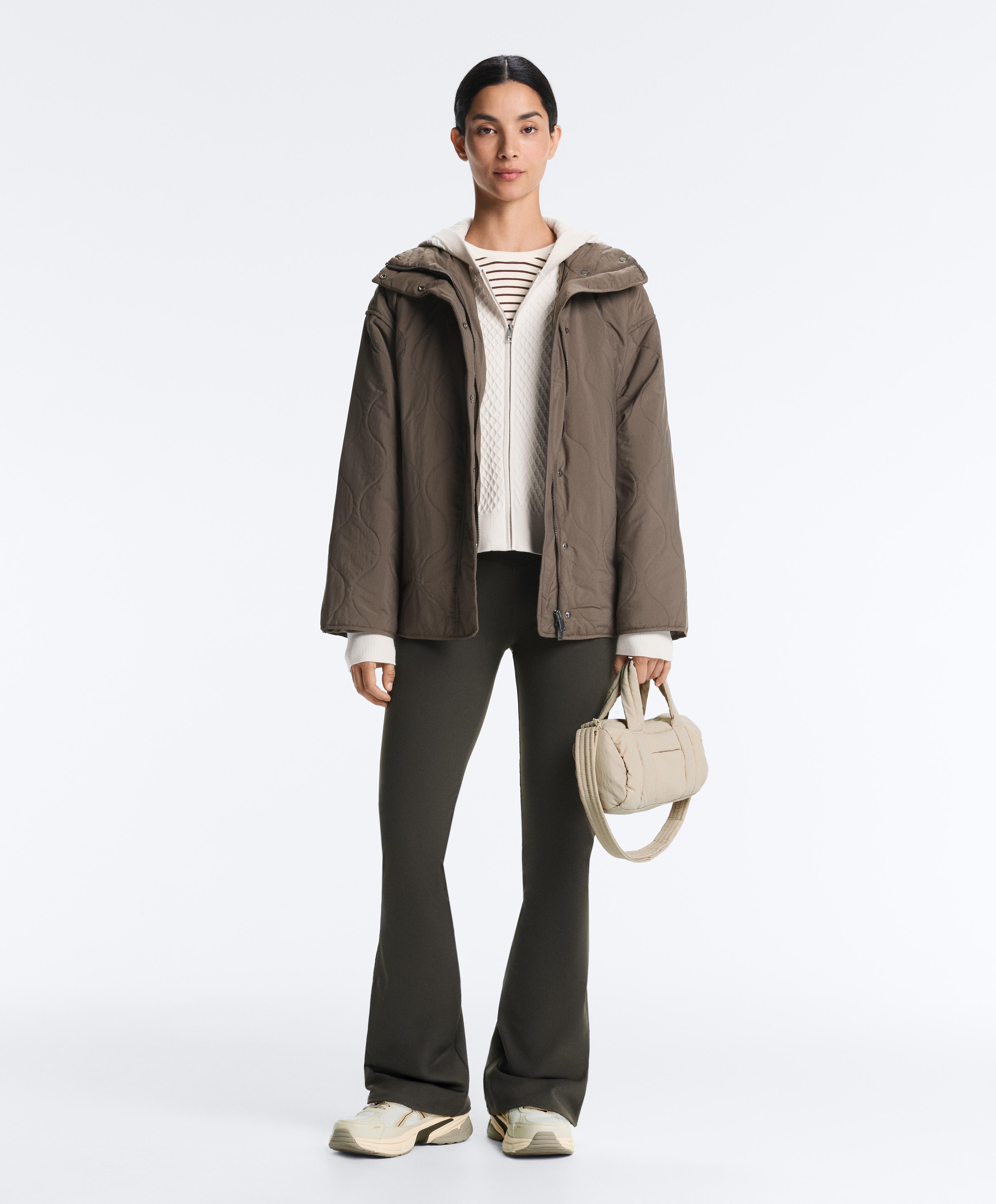 Structured knit hooded jacket — PALE ECRU