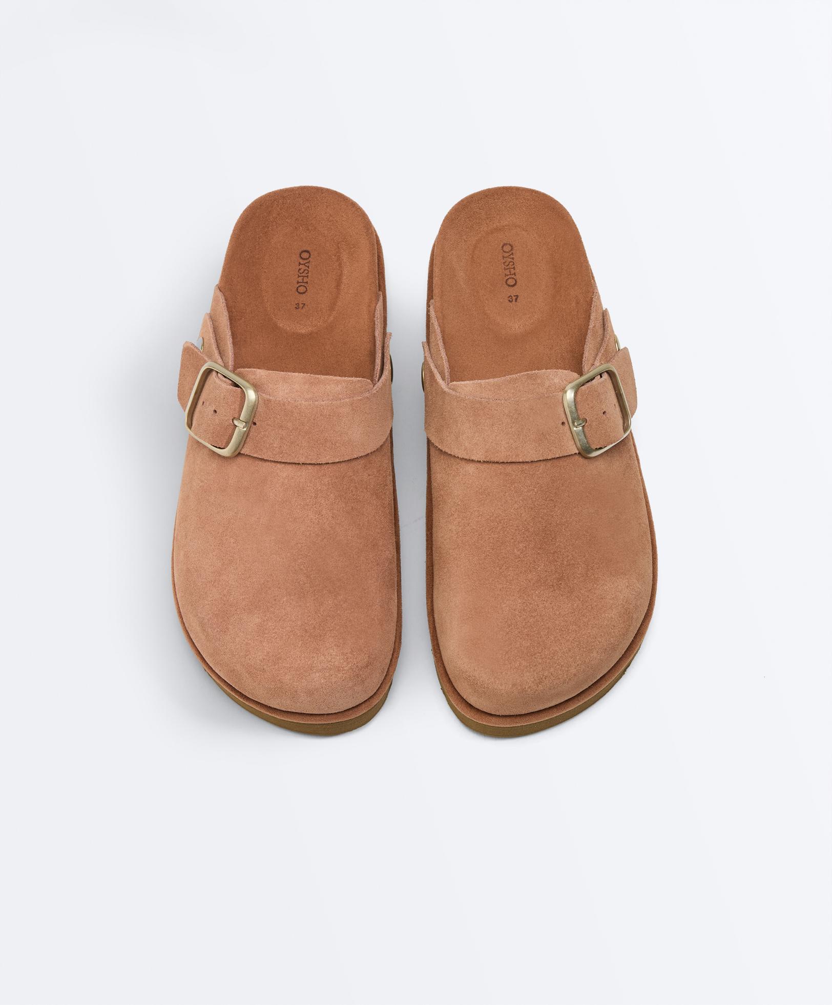 Buckled split-leather mules Buckled split-leather mules
