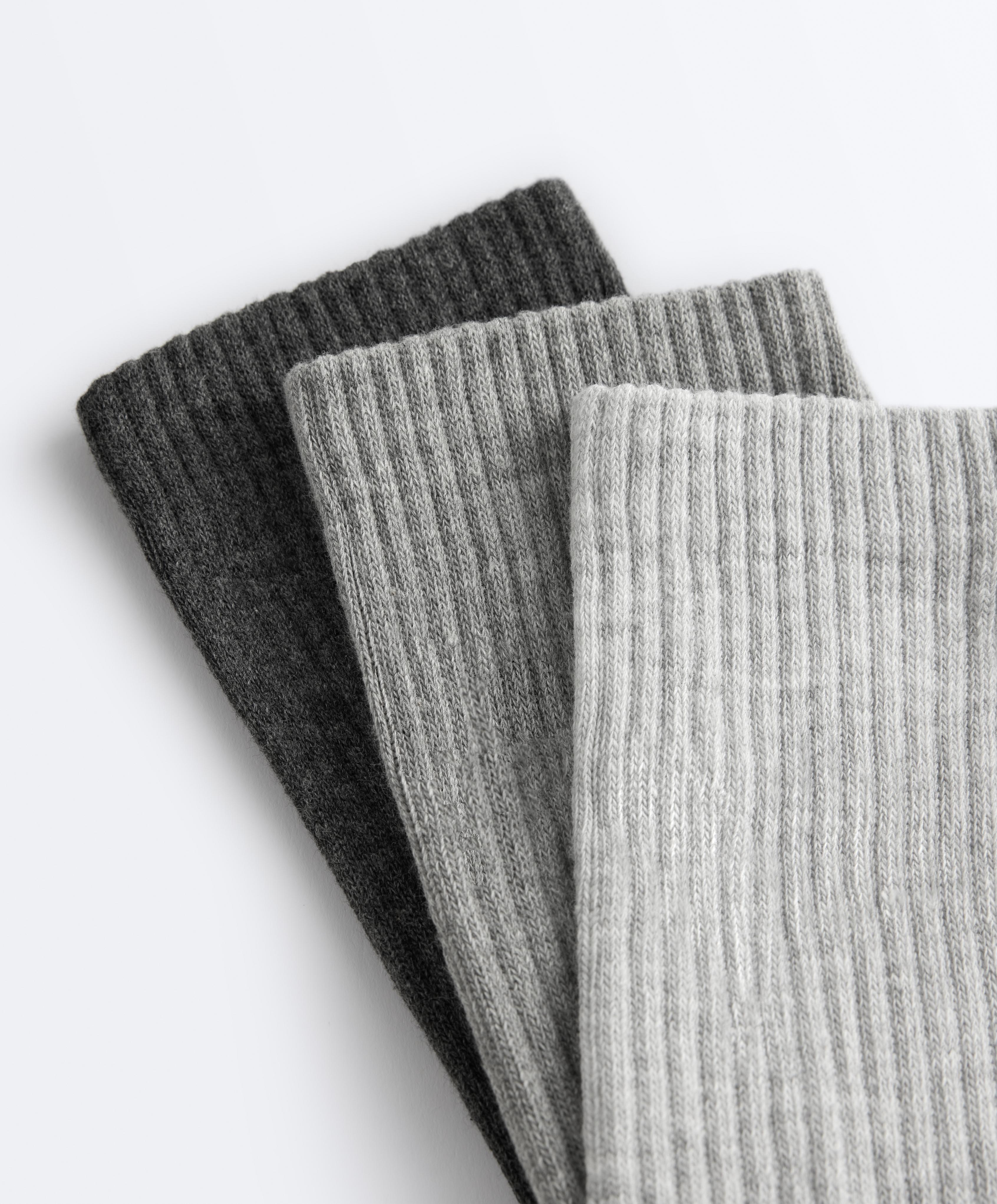 3 pairs of cotton blend classic sports socks — PALE GREY MELANGE