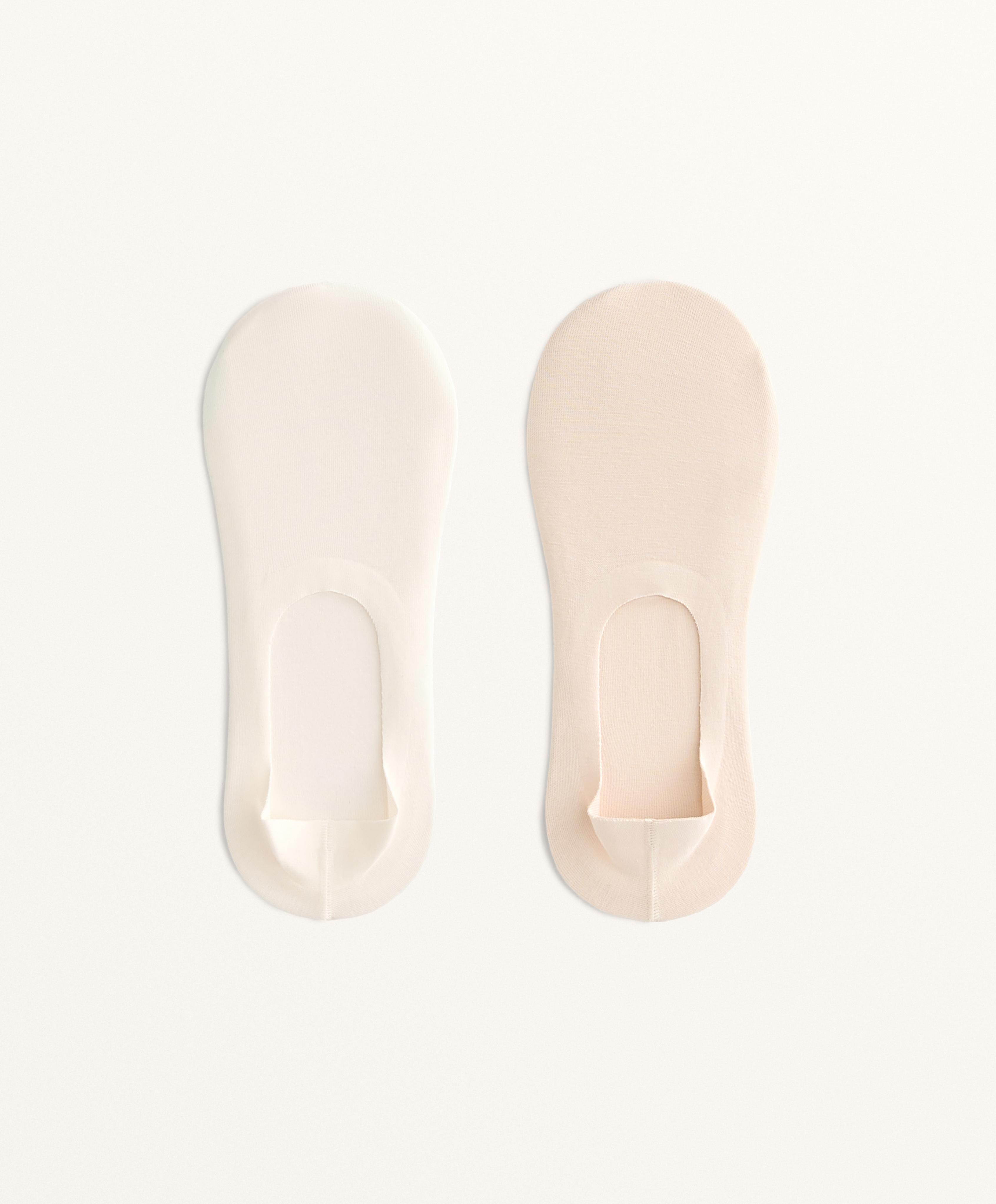 2 pairs of high cut invisible cotton blend socks