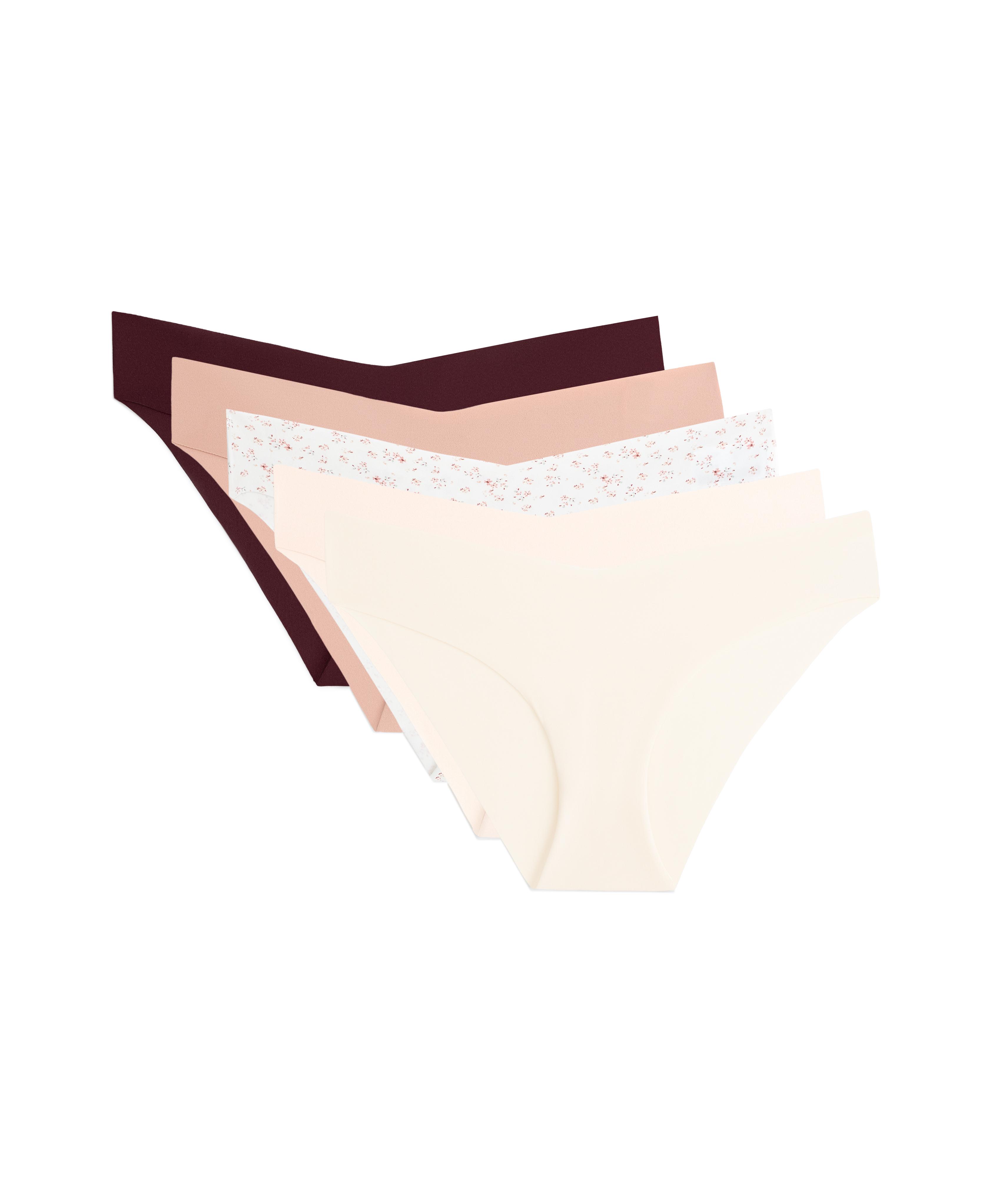 5 invisible laser-cut V-cut polyamide blend classic bikini briefs — SOFT PINK