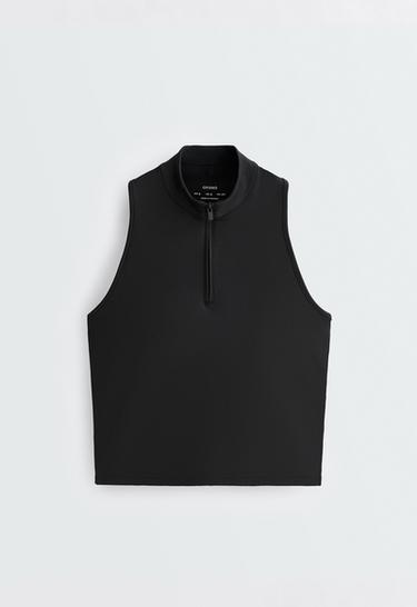 Half-zip sleeveless top — BLACK 7