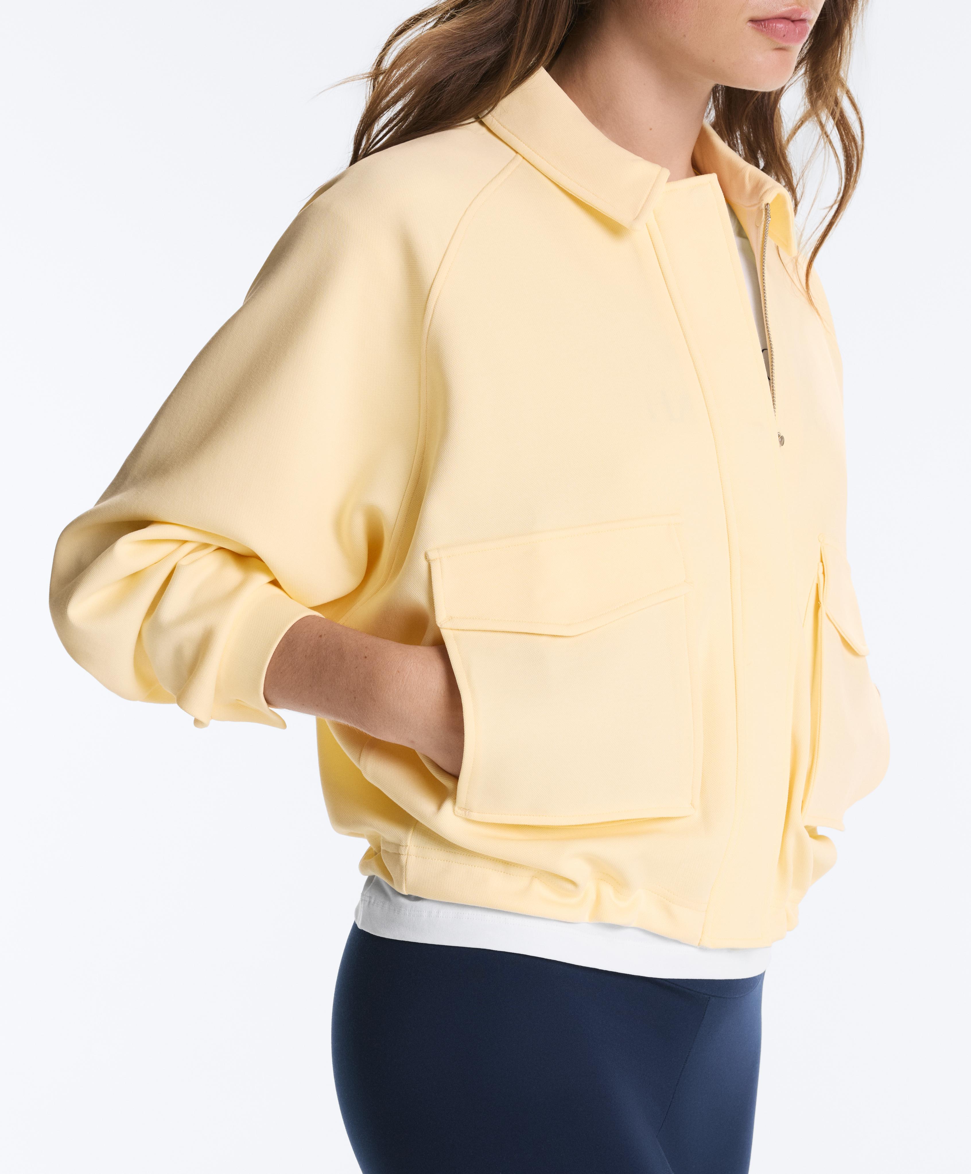 Cotton piqué pocket jacket — PALE YELLOW