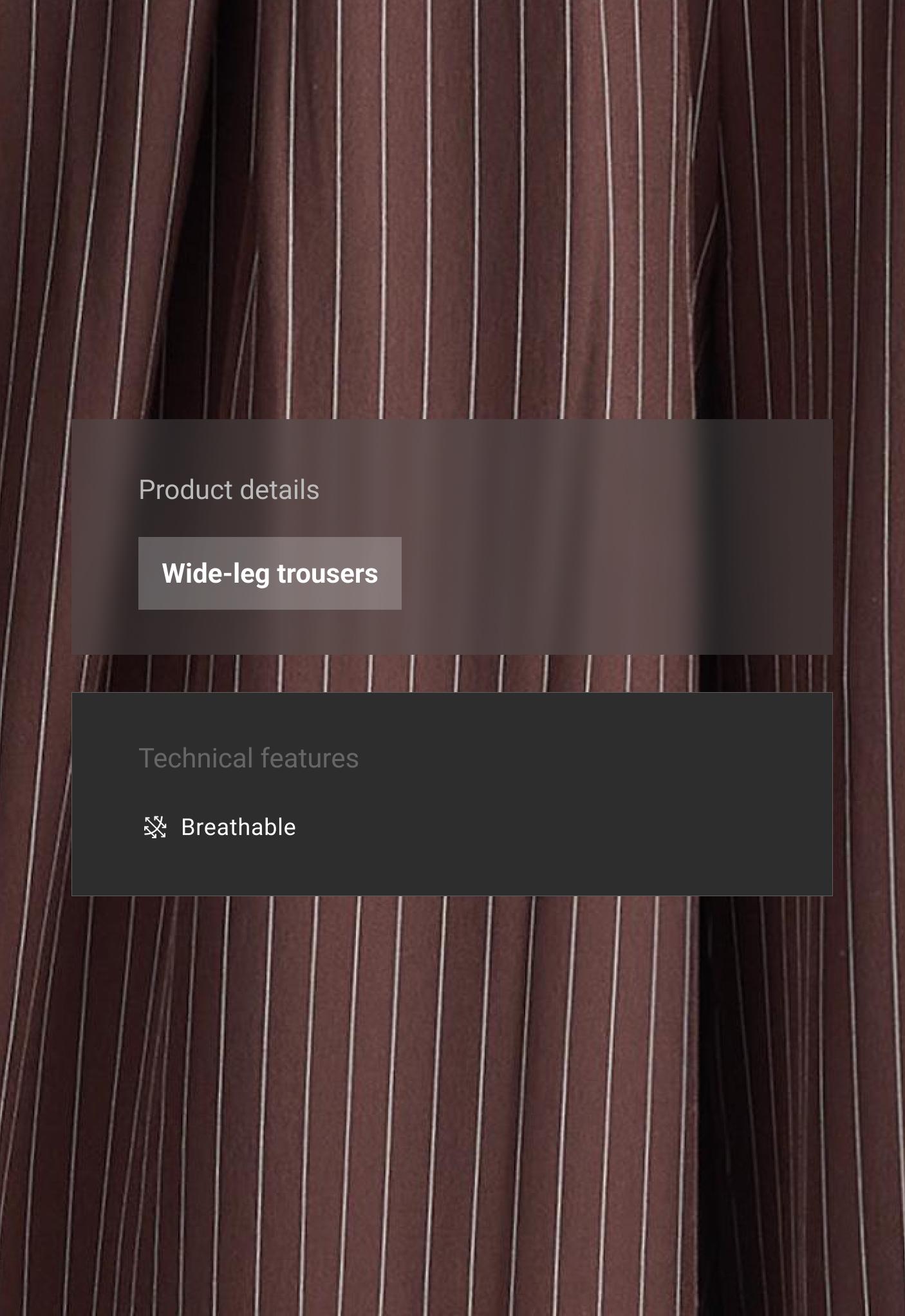 Water-repellent pinstripe wide-leg trousers — CHOCOLATE