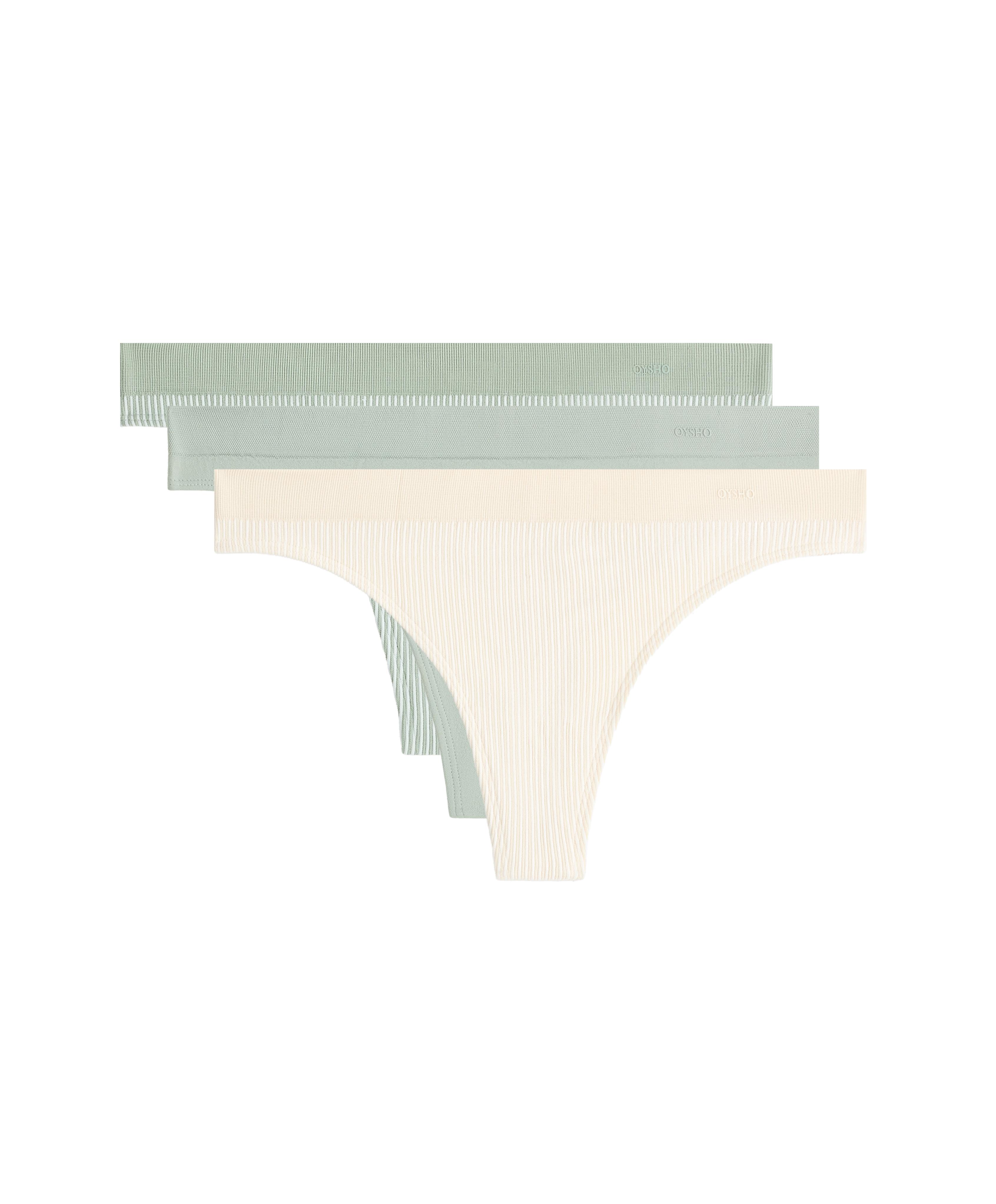 3 soft-touch seamless openwork thongs — APPLE GREEN