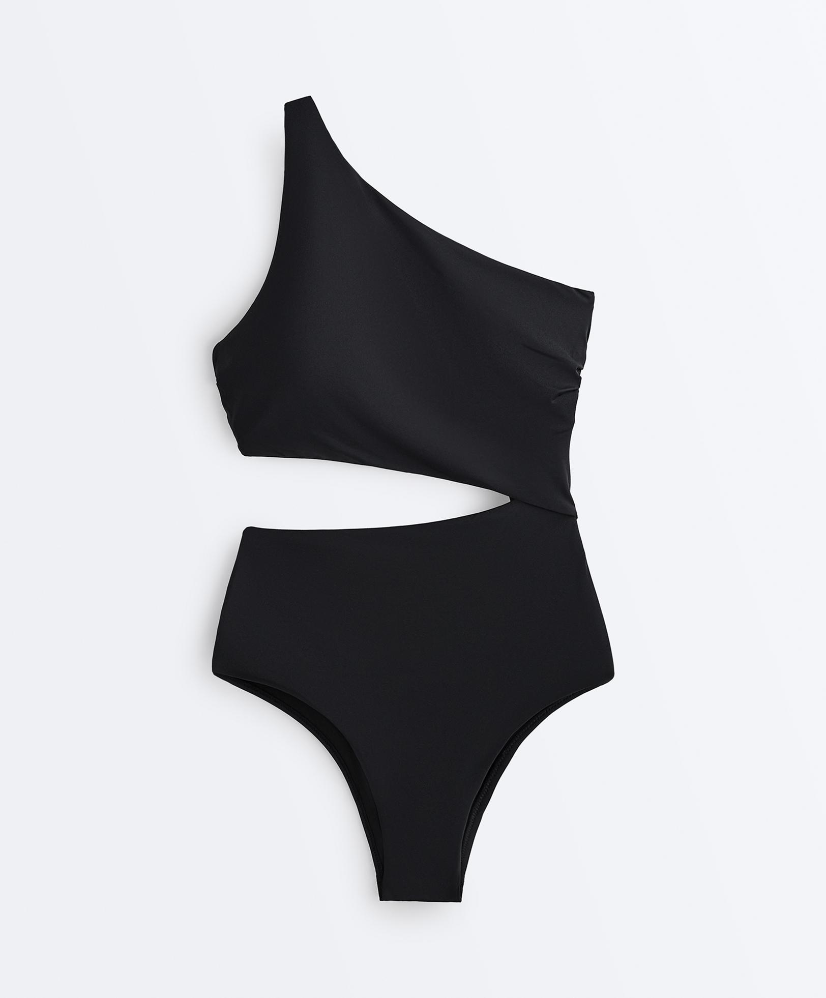 Tie-side asymmetric trikini — BLACK
