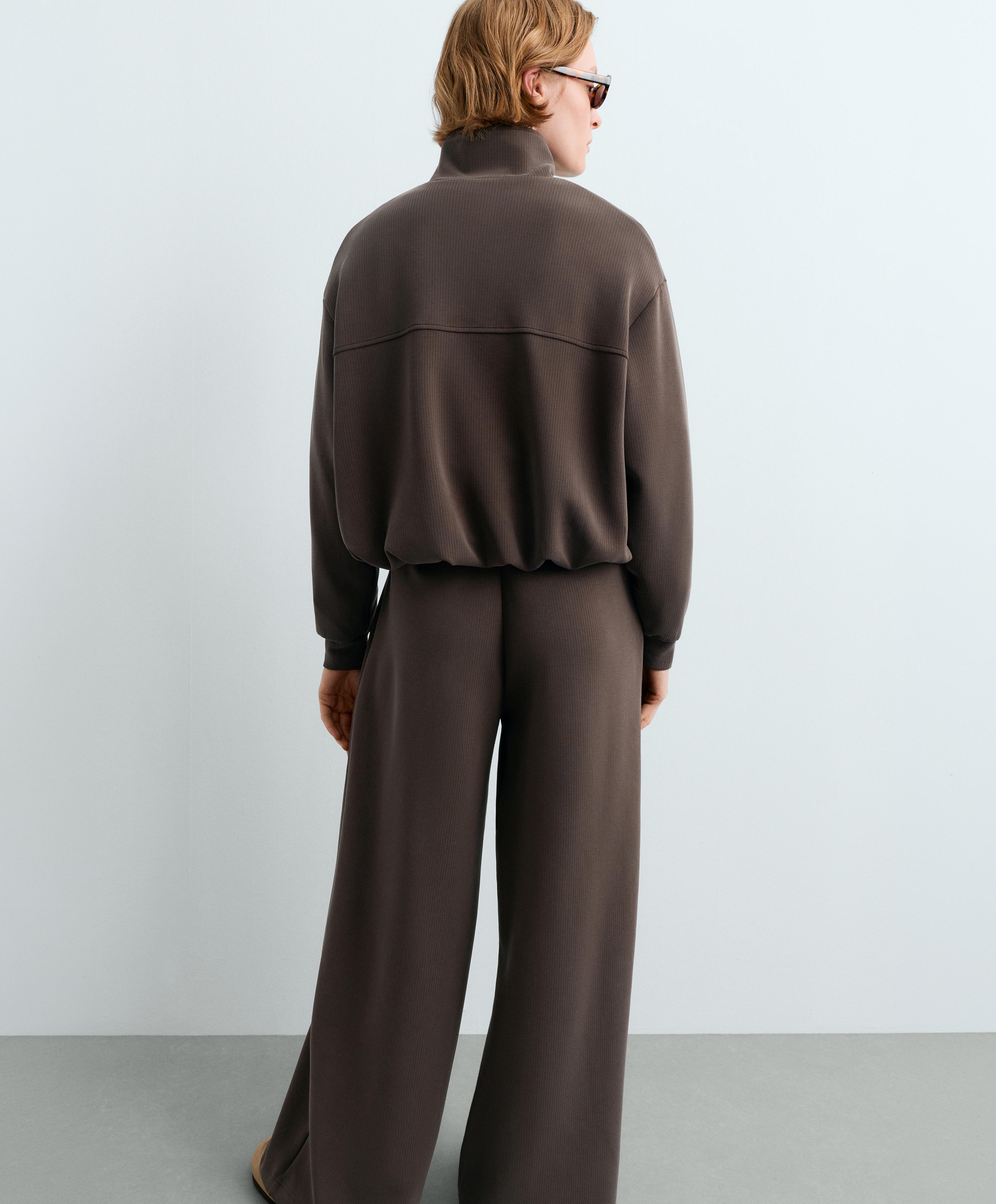 Striped jacket with modal — BROWN