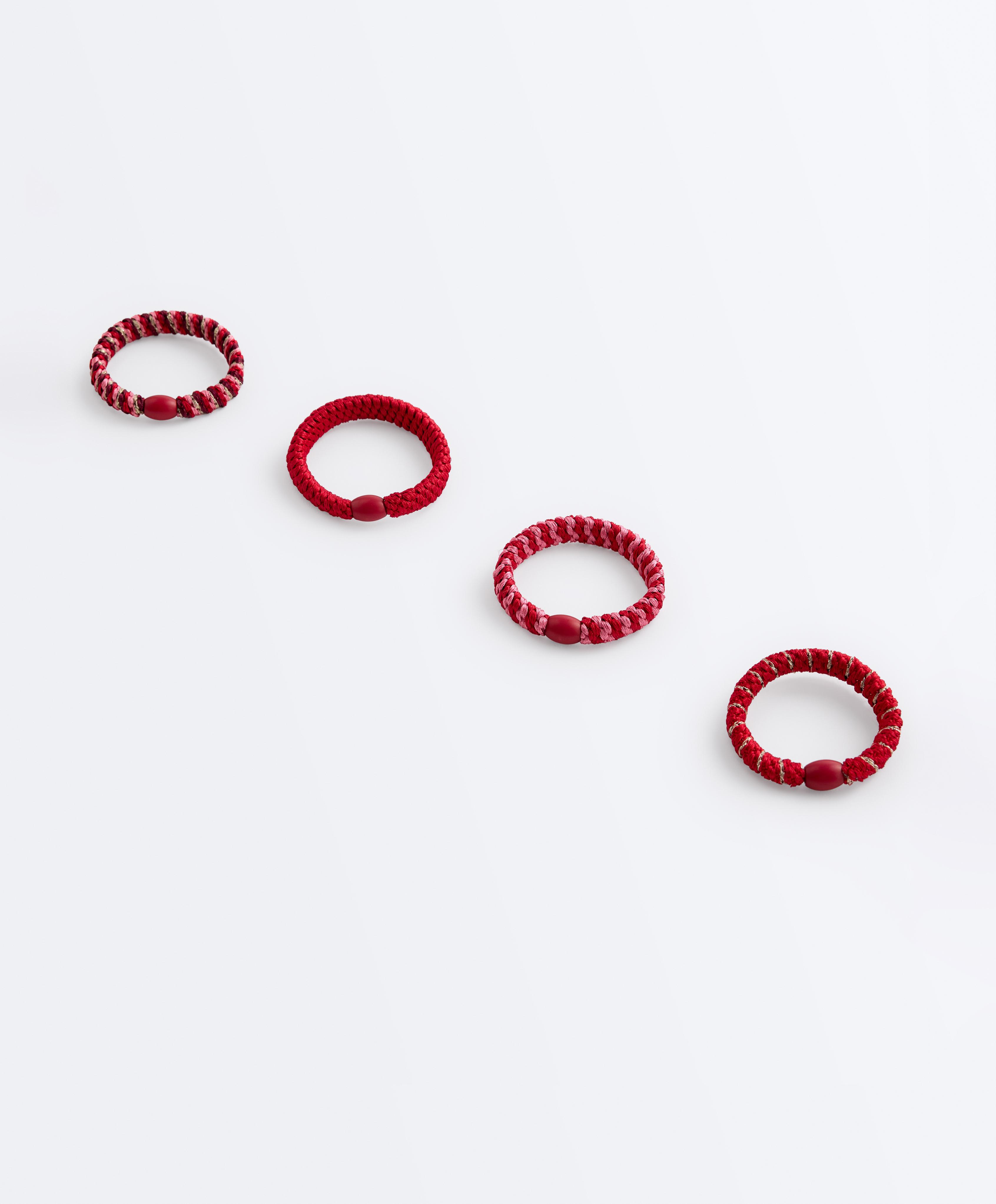 4 braided scrunchies — RED