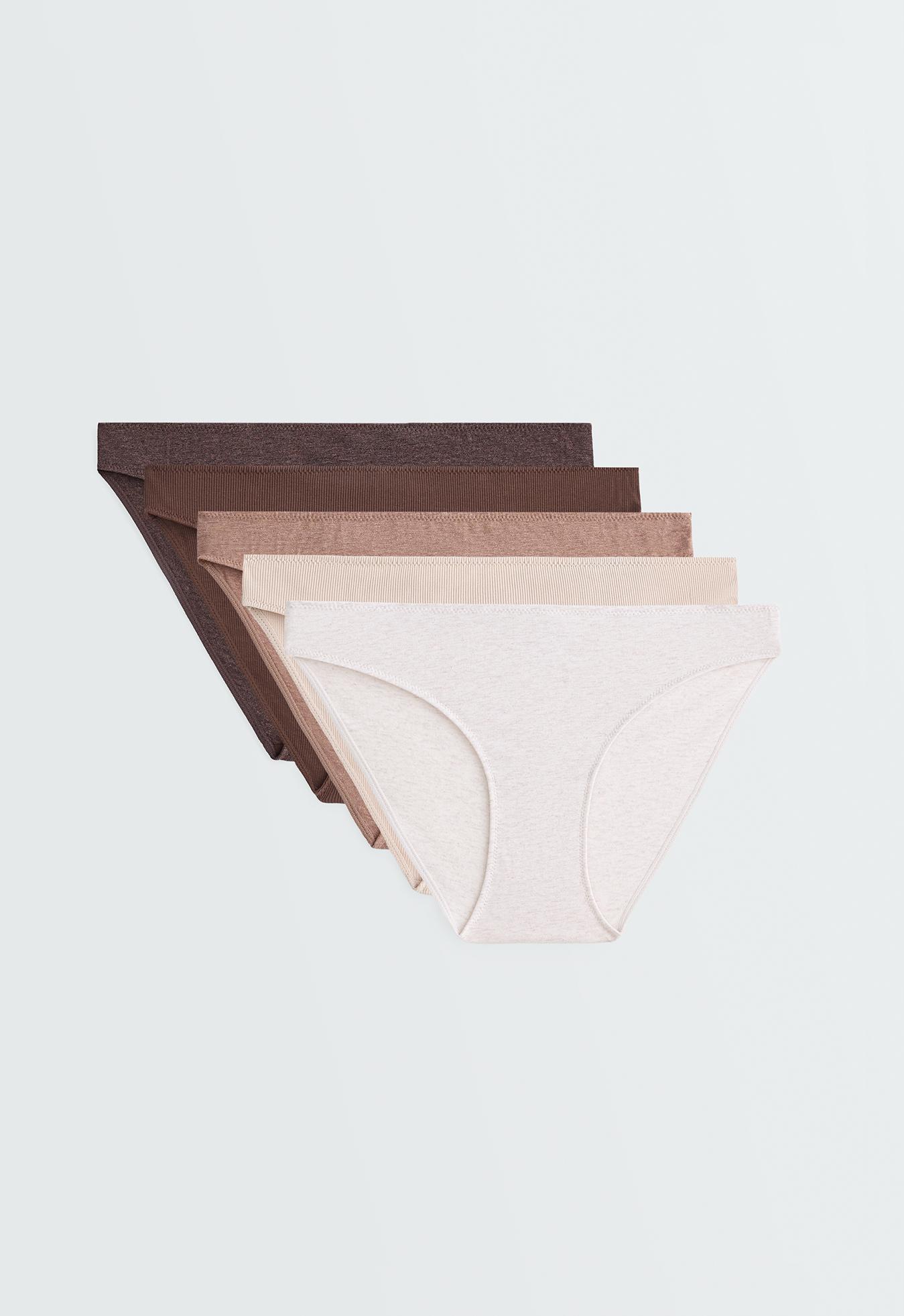 5 cotton blend rib classic briefs — CHOCOLATE      