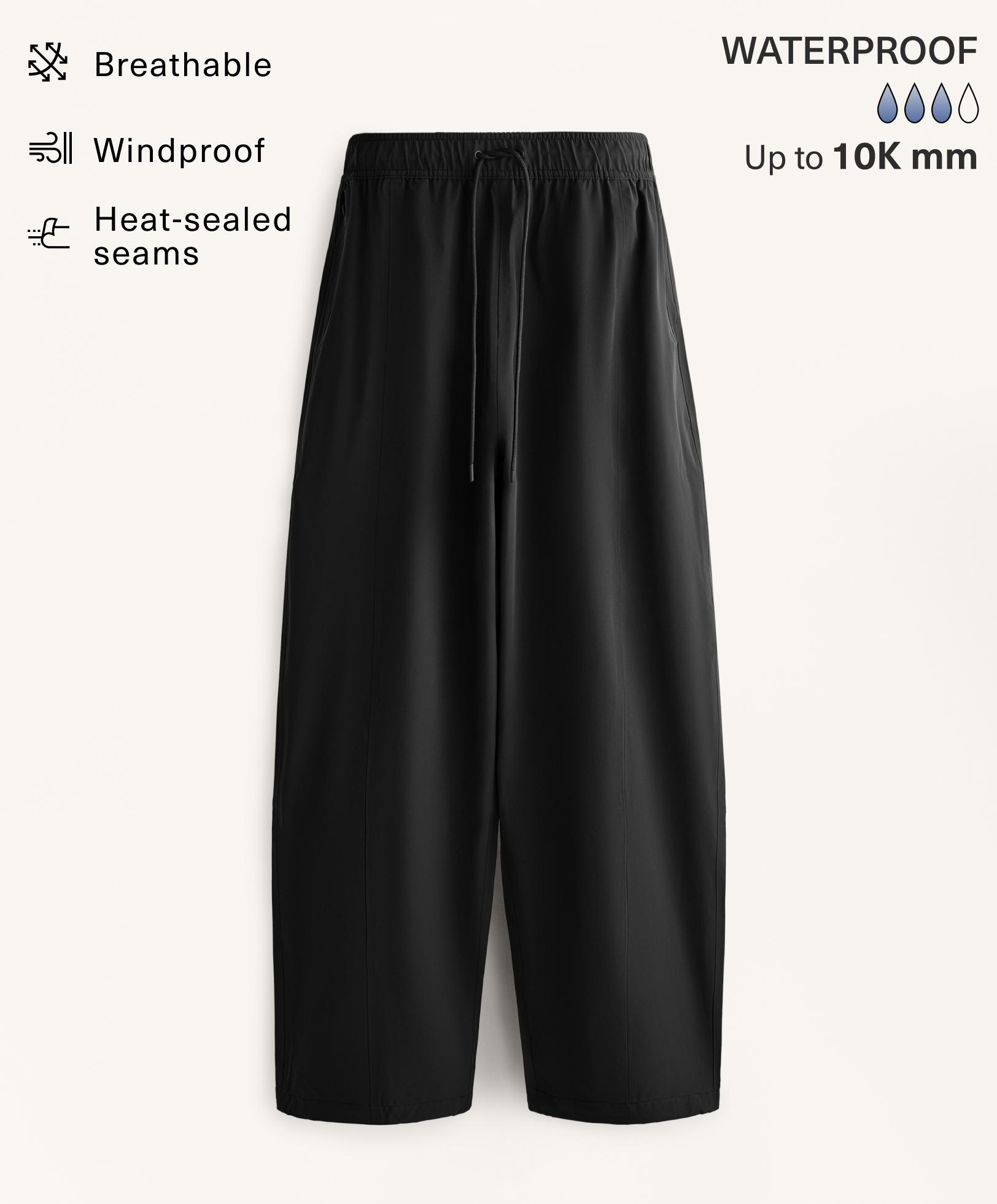 10k waterproof straight-leg trousers — BLACK