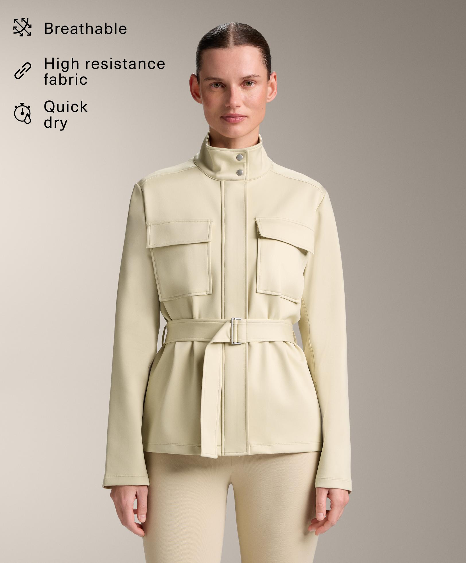 Neoprene-effect jacket with belt - Sale Neoprene-effect jacket with belt - Sale
