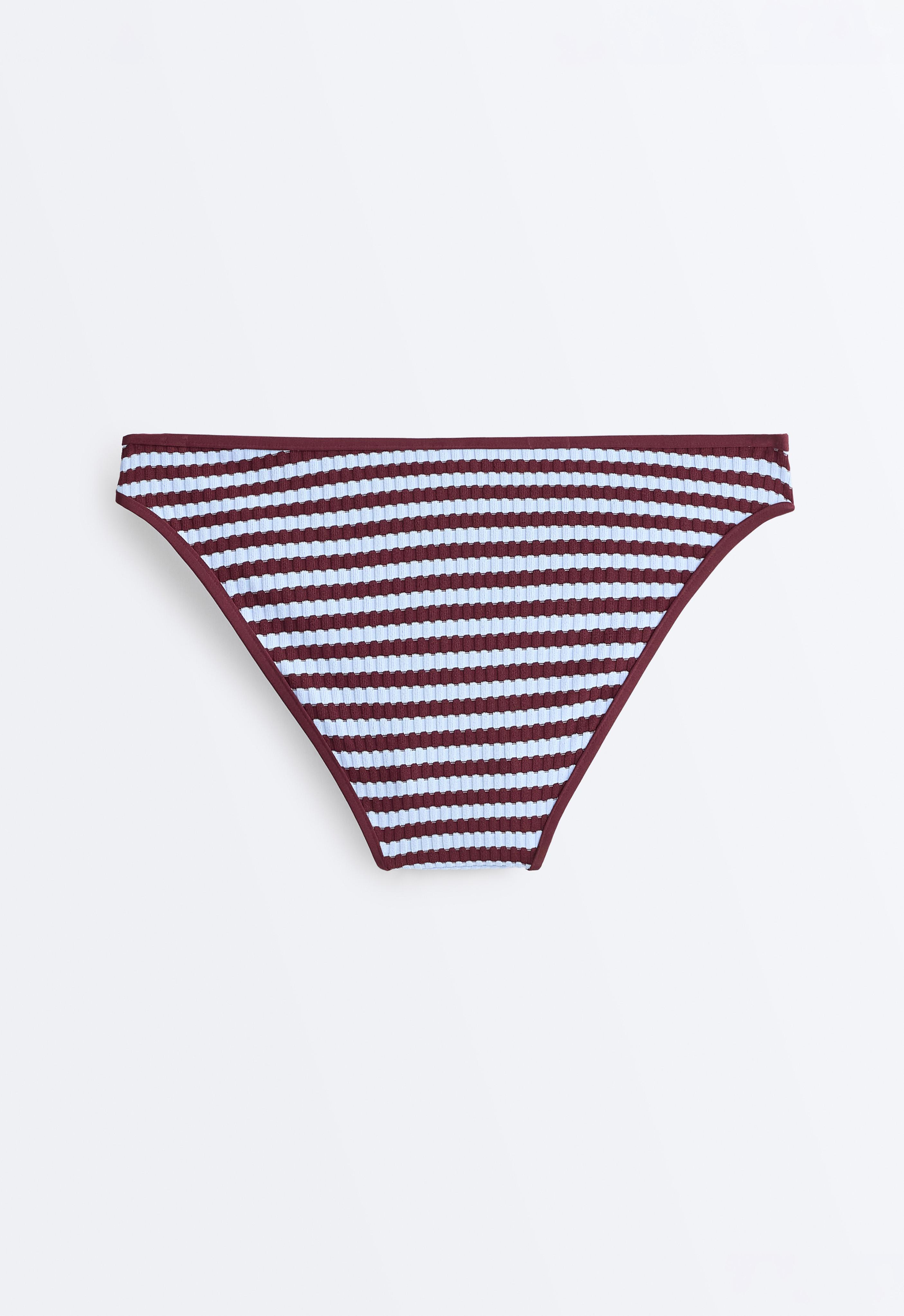 Textured stripe classic bikini briefs — CHERRY