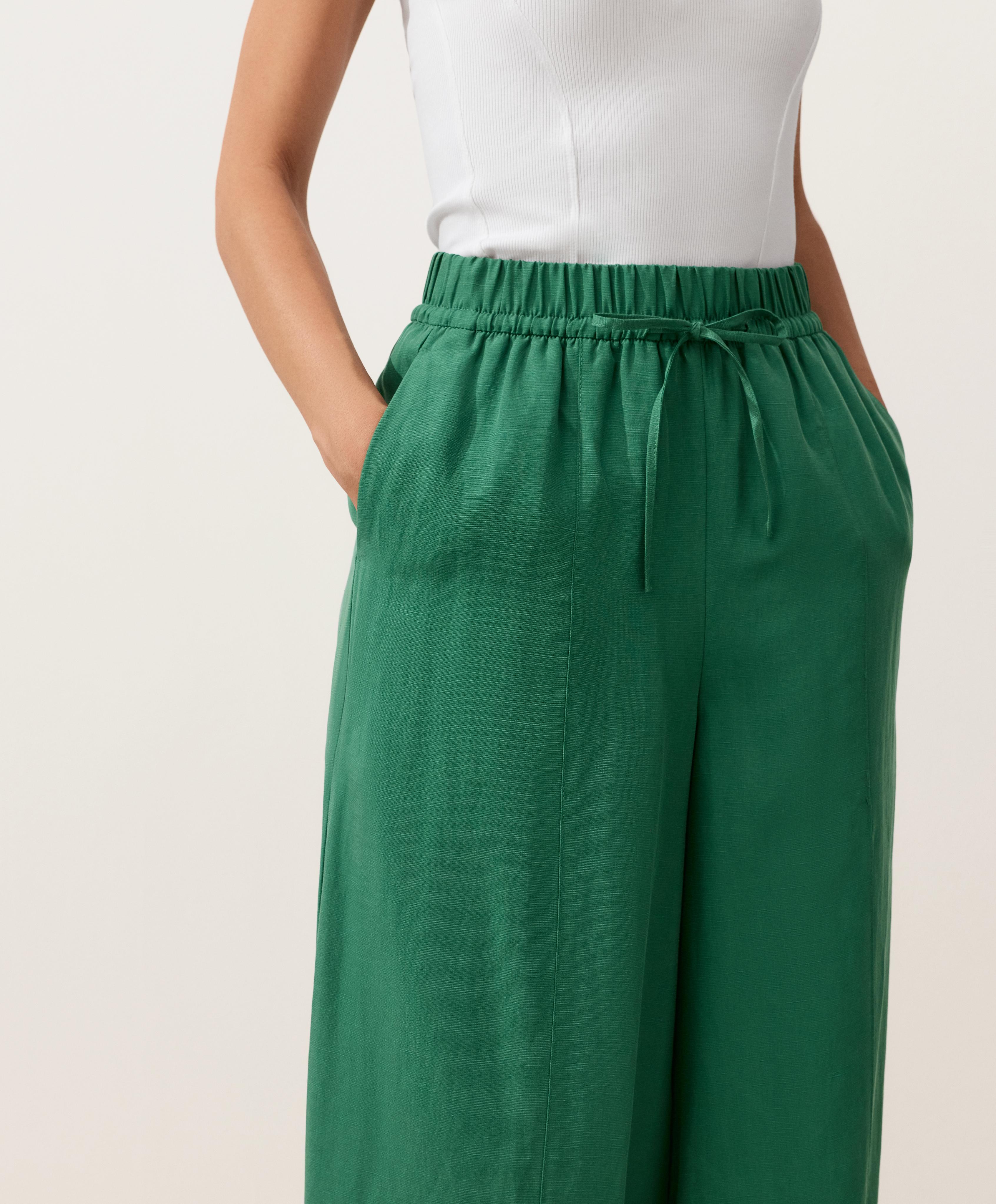 Balloon trousers lyocell blend and 24% linen with seams — EMERALD GREEN