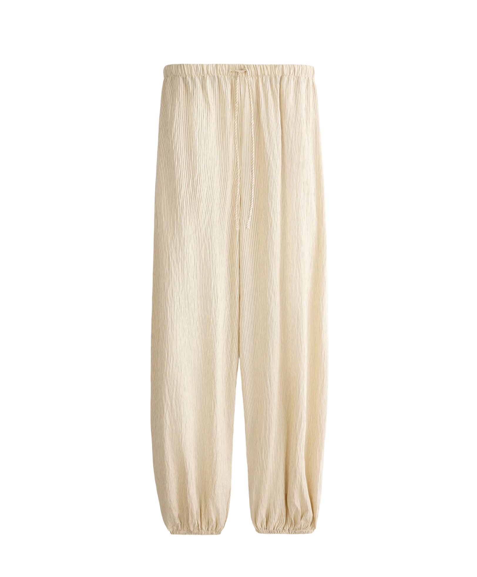 Modal blend striped bloomer trousers — PALE ECRU