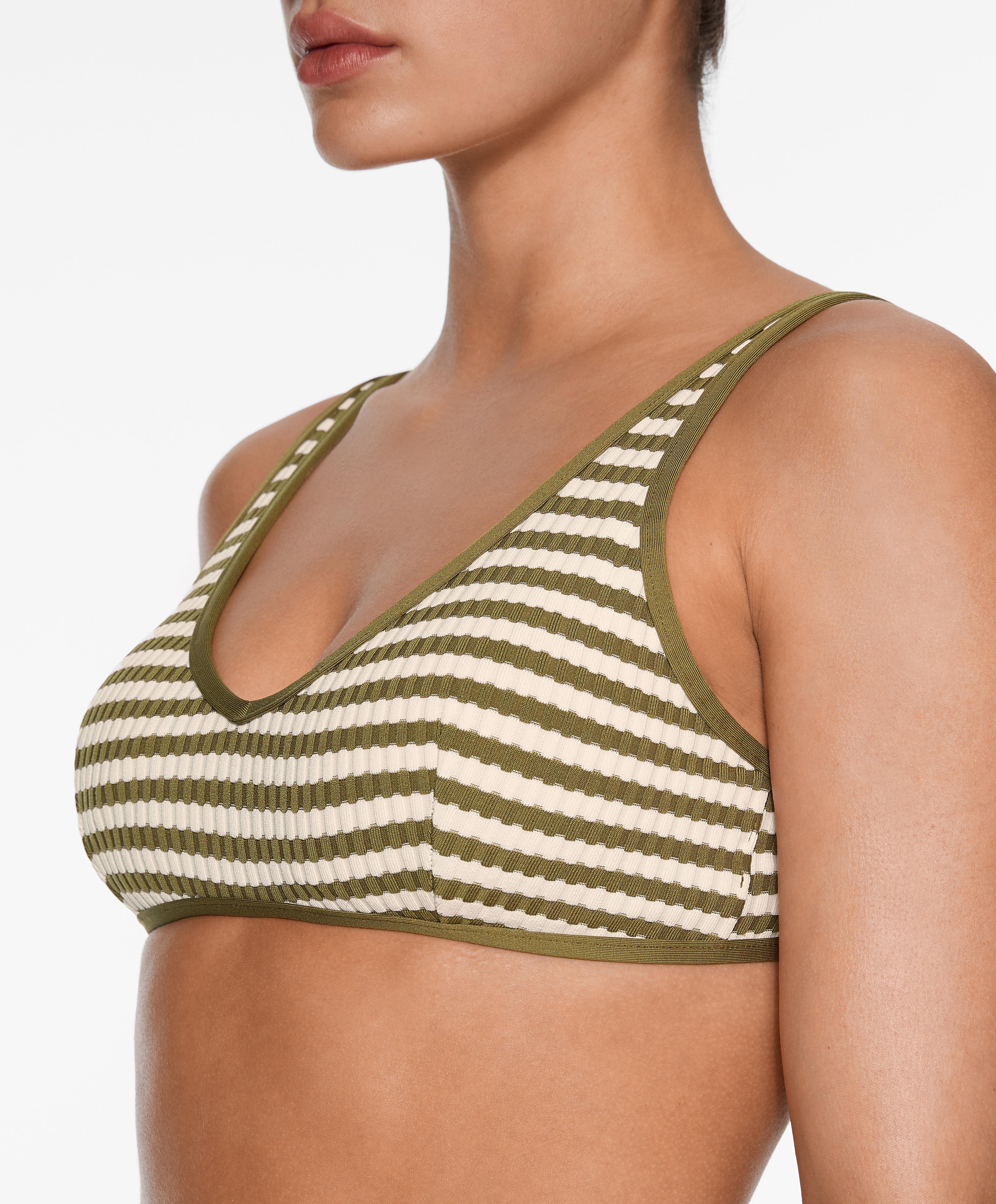 Haut de bikini triangle à rayures texturé