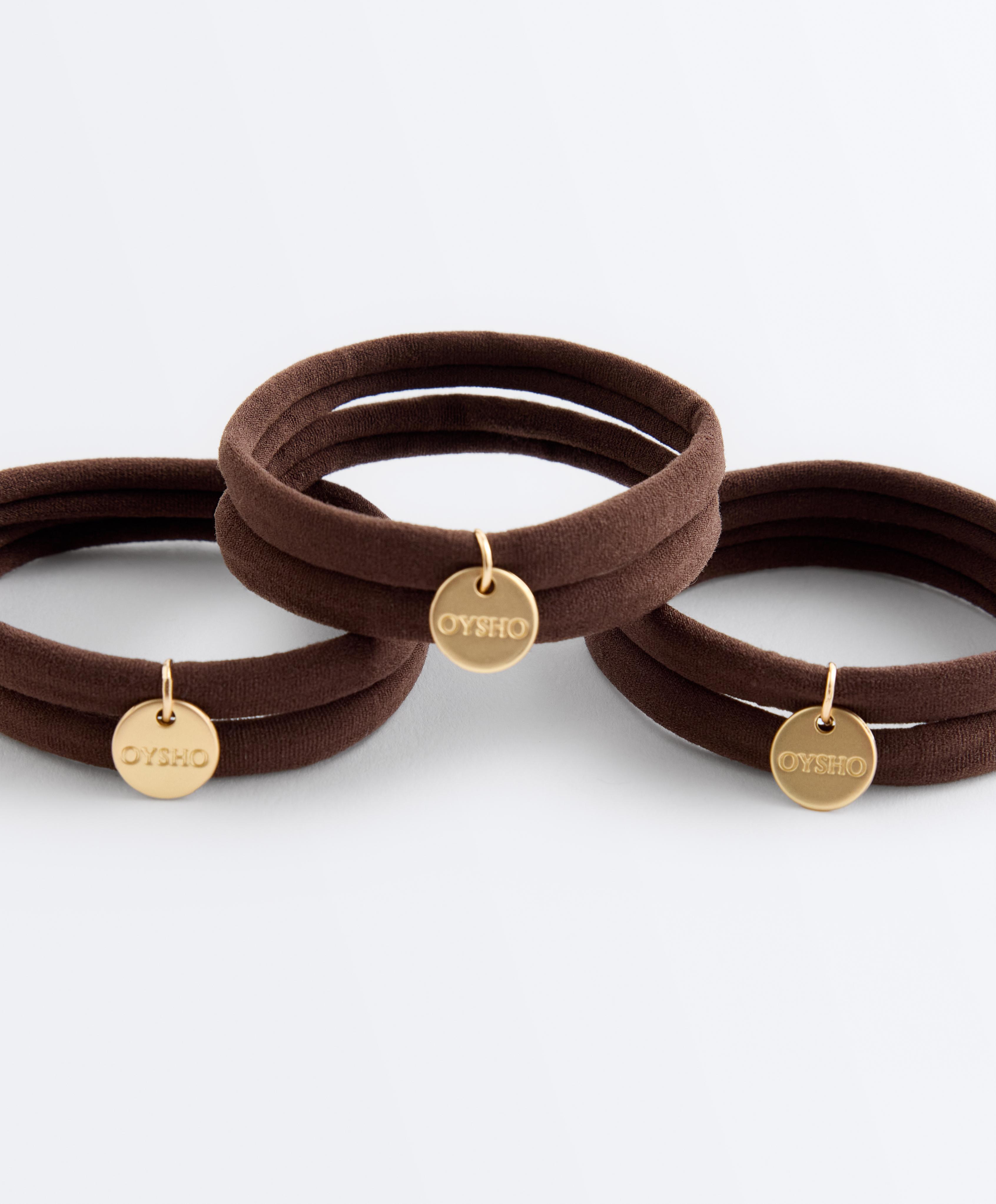 6 Oysho plaque hair ties — CHOCOLATE      