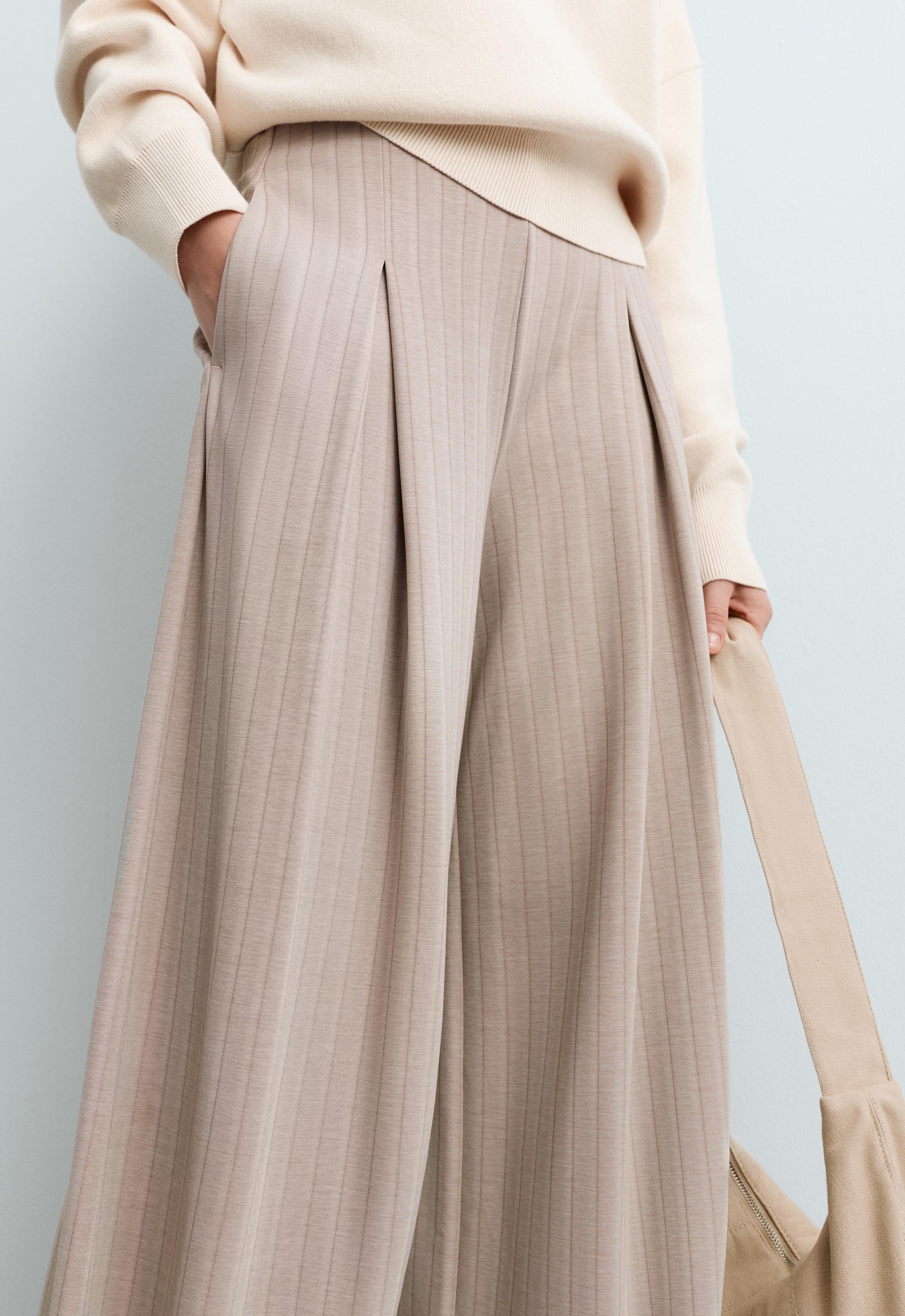 Soft-touch striped wide-leg trousers — SOFT MINK