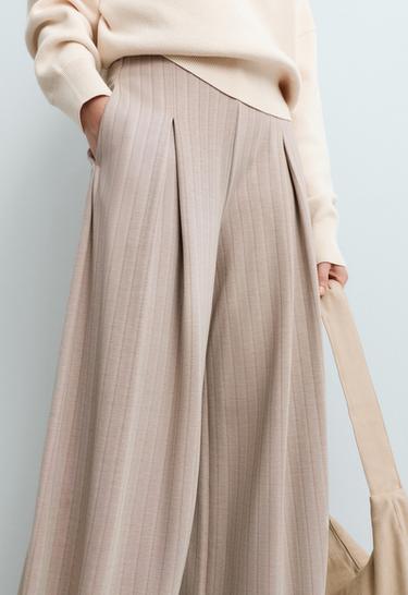 Soft-touch striped wide-leg trousers — SOFT MINK 4