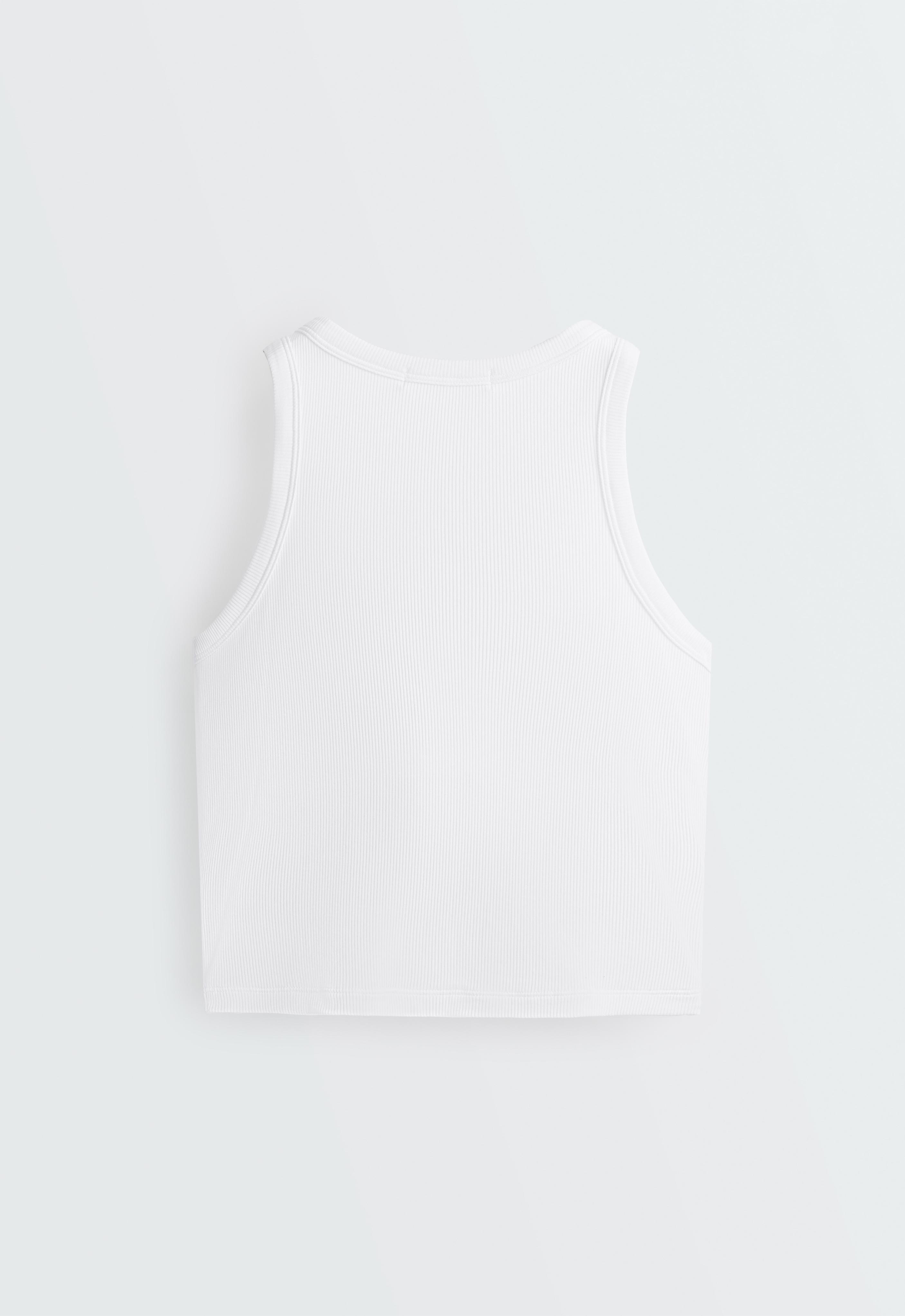 Rib modal blend long tank top — WHITE