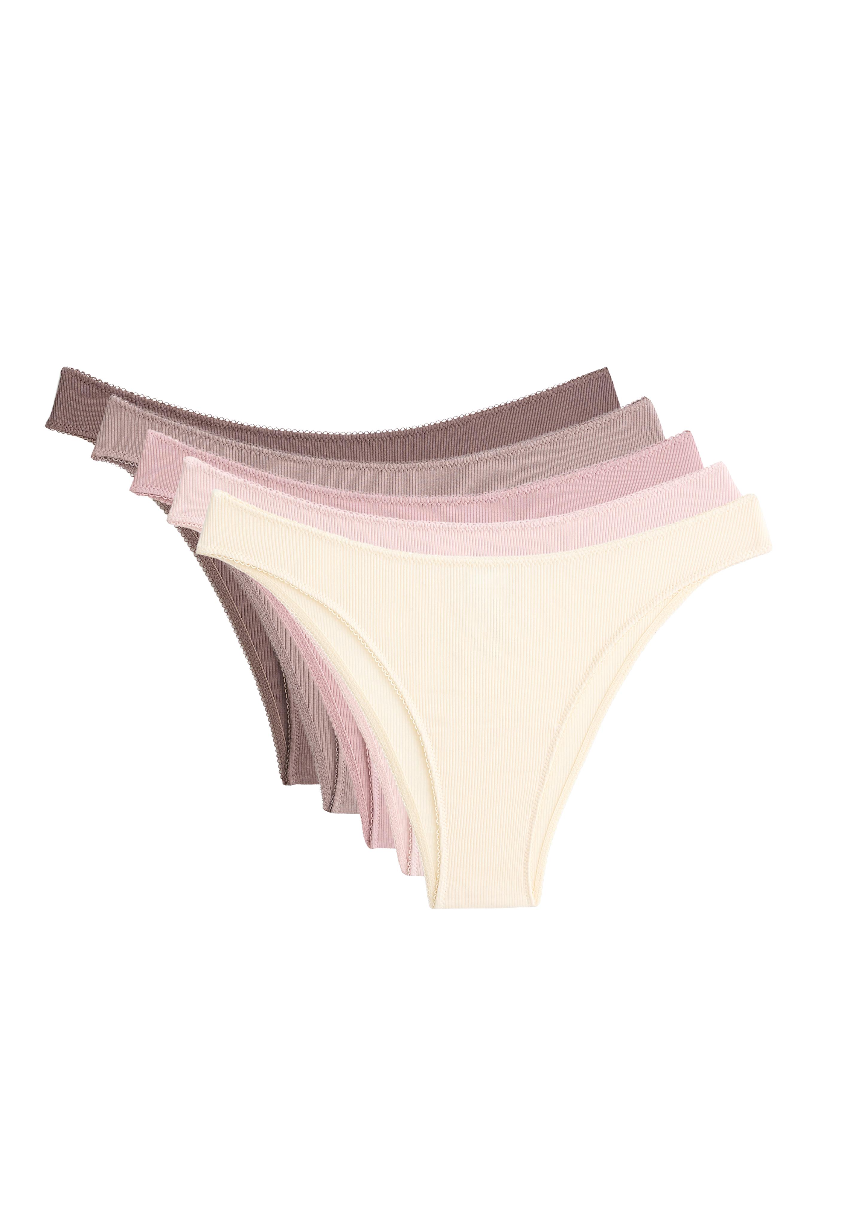 5 cotton rib U-cut Brazilian briefs — FADED PINK
