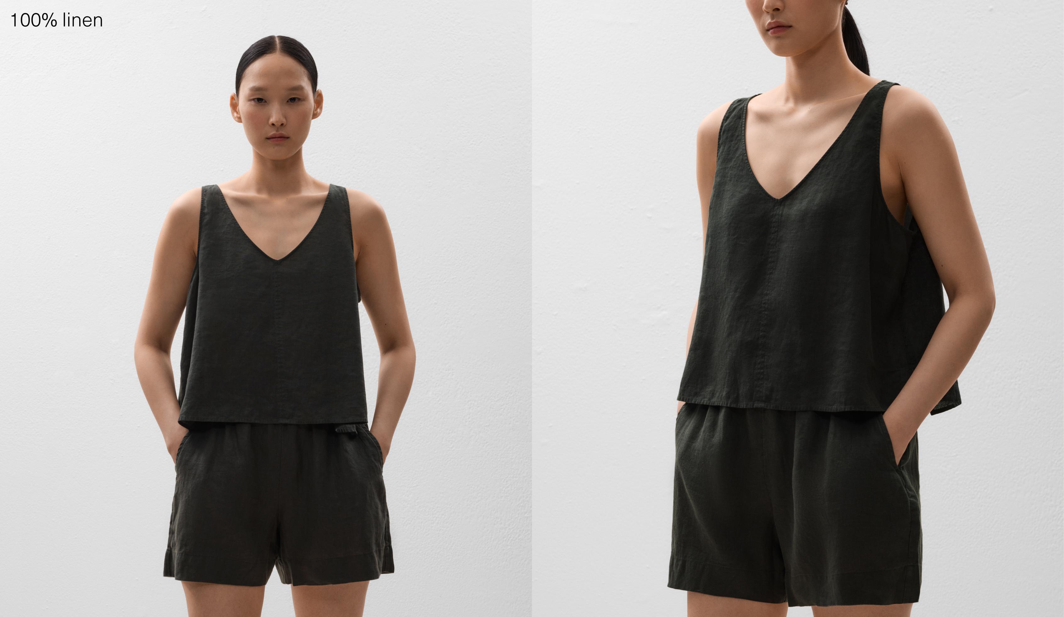 V-neck 100% linen top