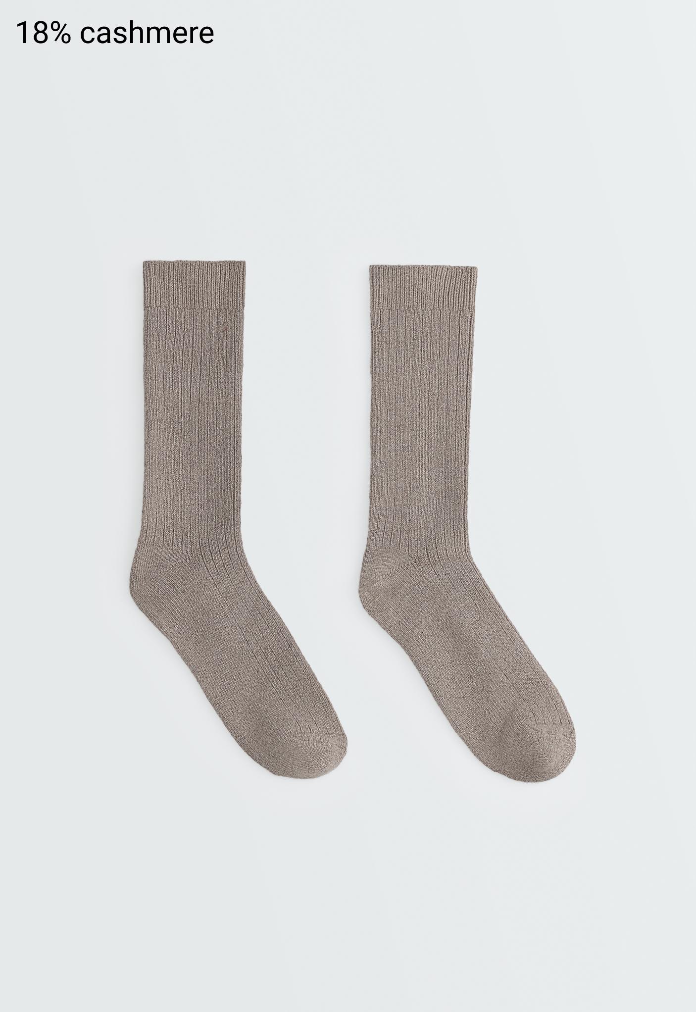 Classic socks in 18% cashmere 8% wool — BROWN MELANGE