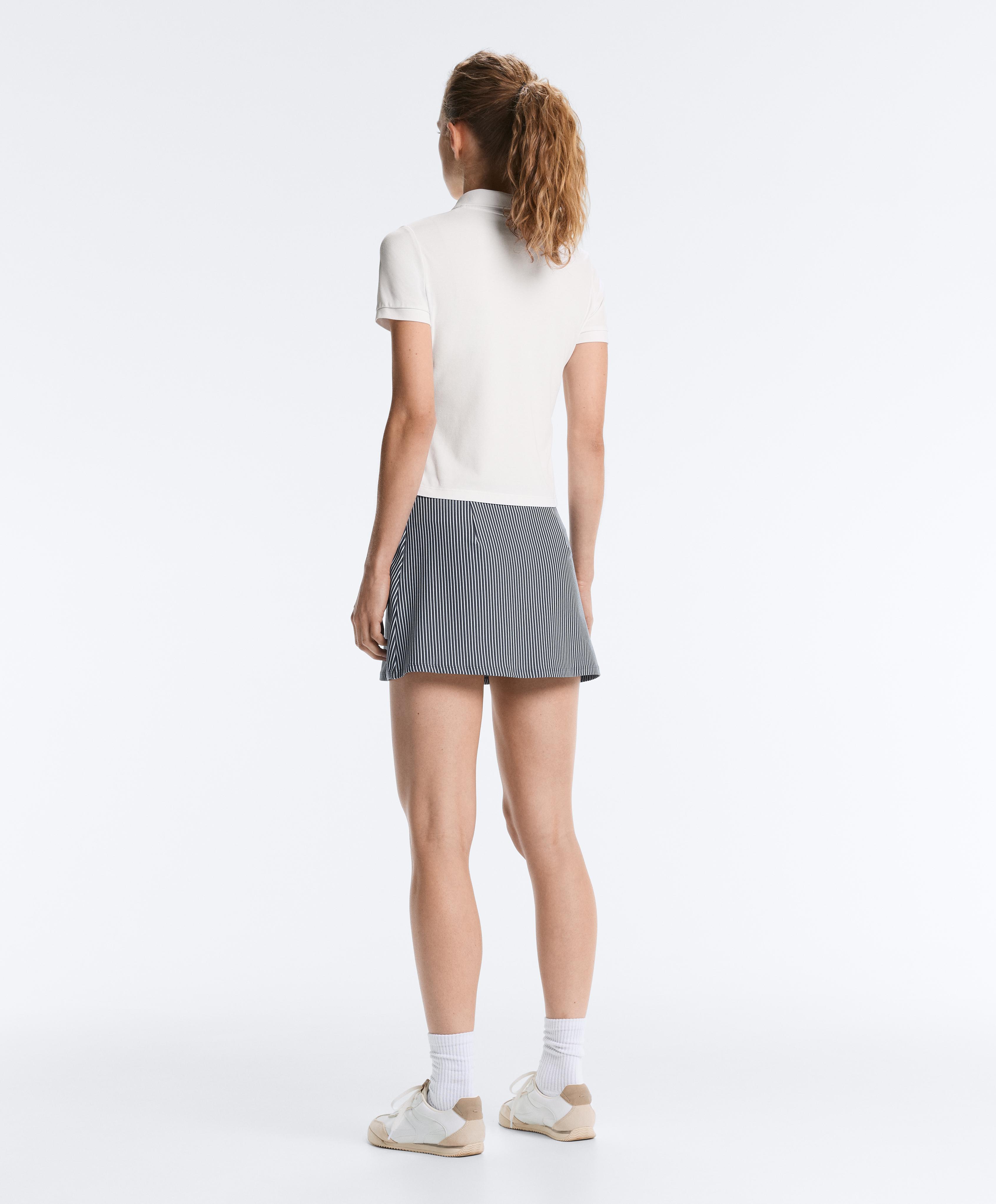 Evermove high rise striped short skirt — STEEL GREY