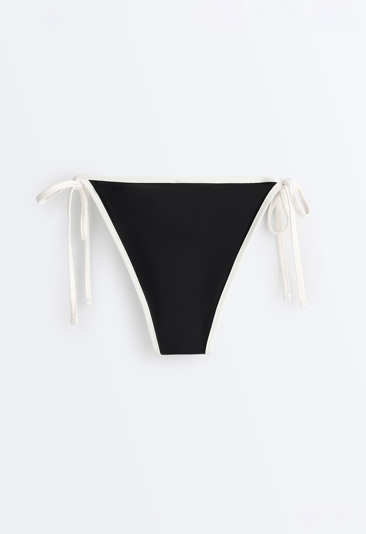 Contrast trim medium-coverage tie bikini briefs — BLACK