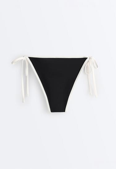 Contrast trim medium-coverage tie bikini briefs — BLACK 8