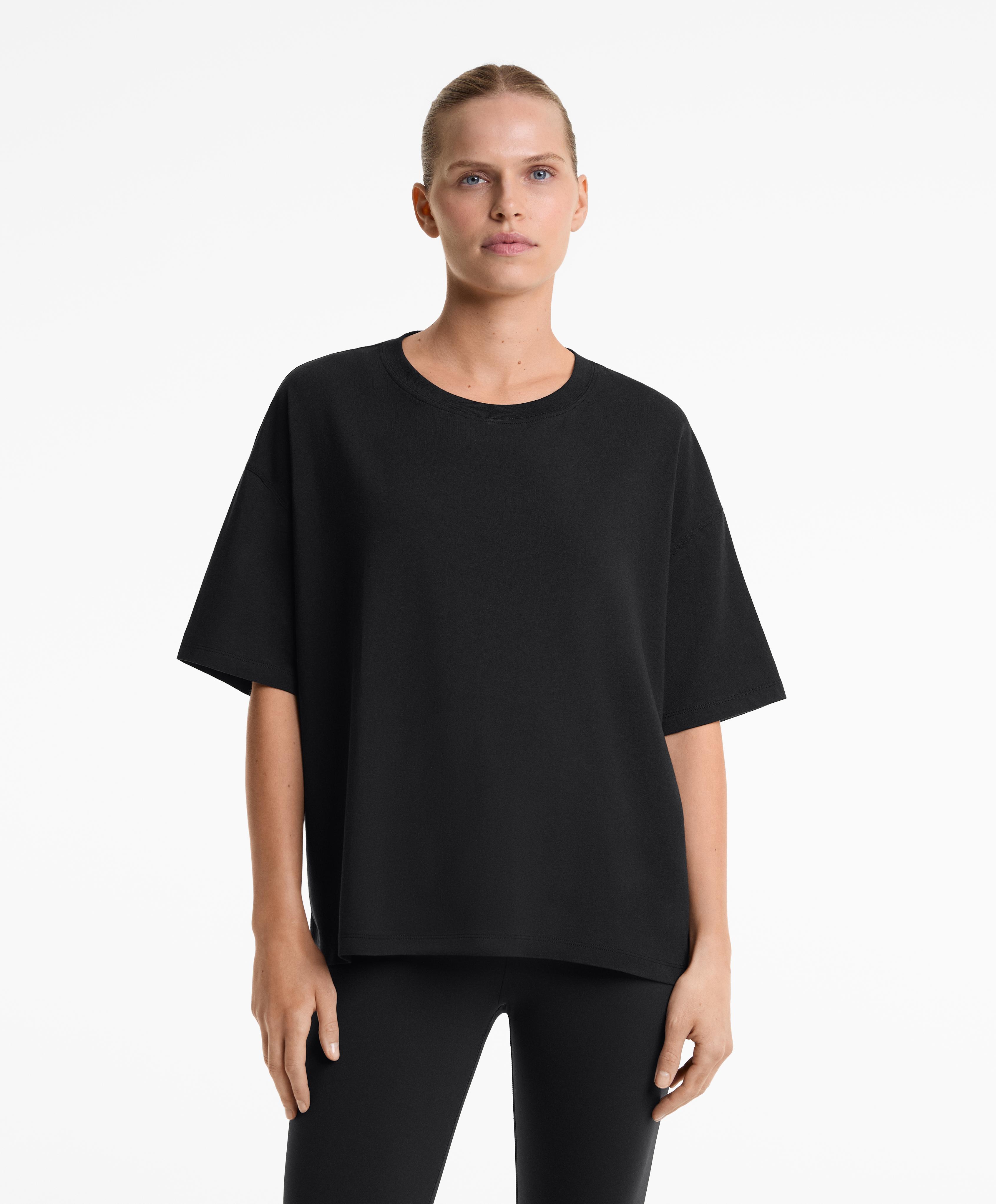 Κοντομάνικη μπλούζα boxy από μείγμα με βαμβακιού Κοντομάνικη μπλούζα boxy από μείγμα με βαμβακιού