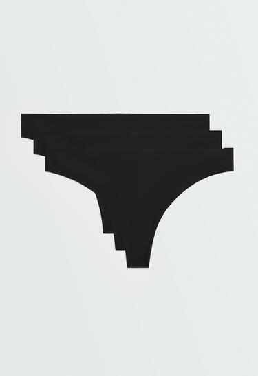 3 polyamide blend invisible thongs — BLACK 1