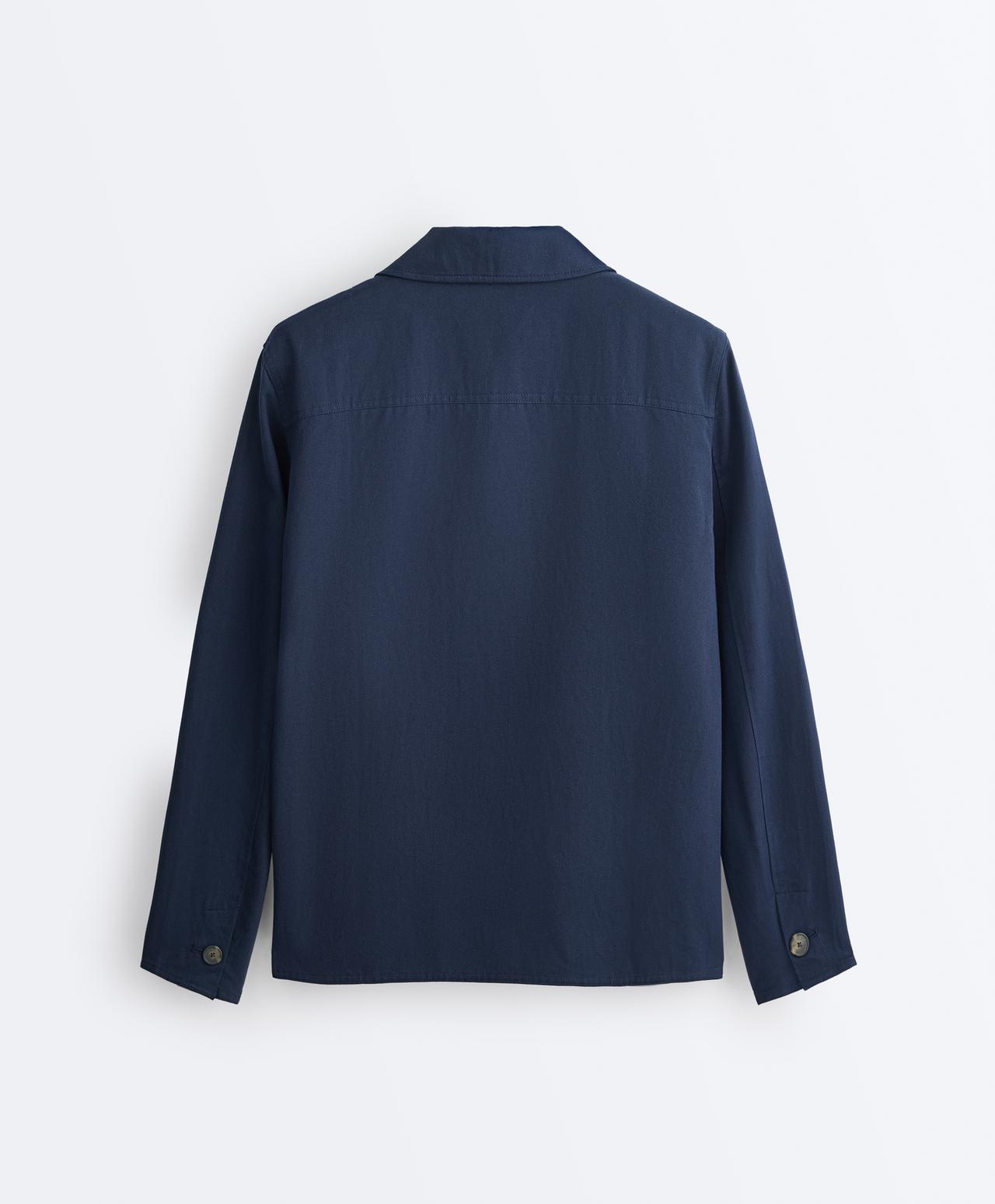 Cotton blend pocket jacket — NAVY BLUE