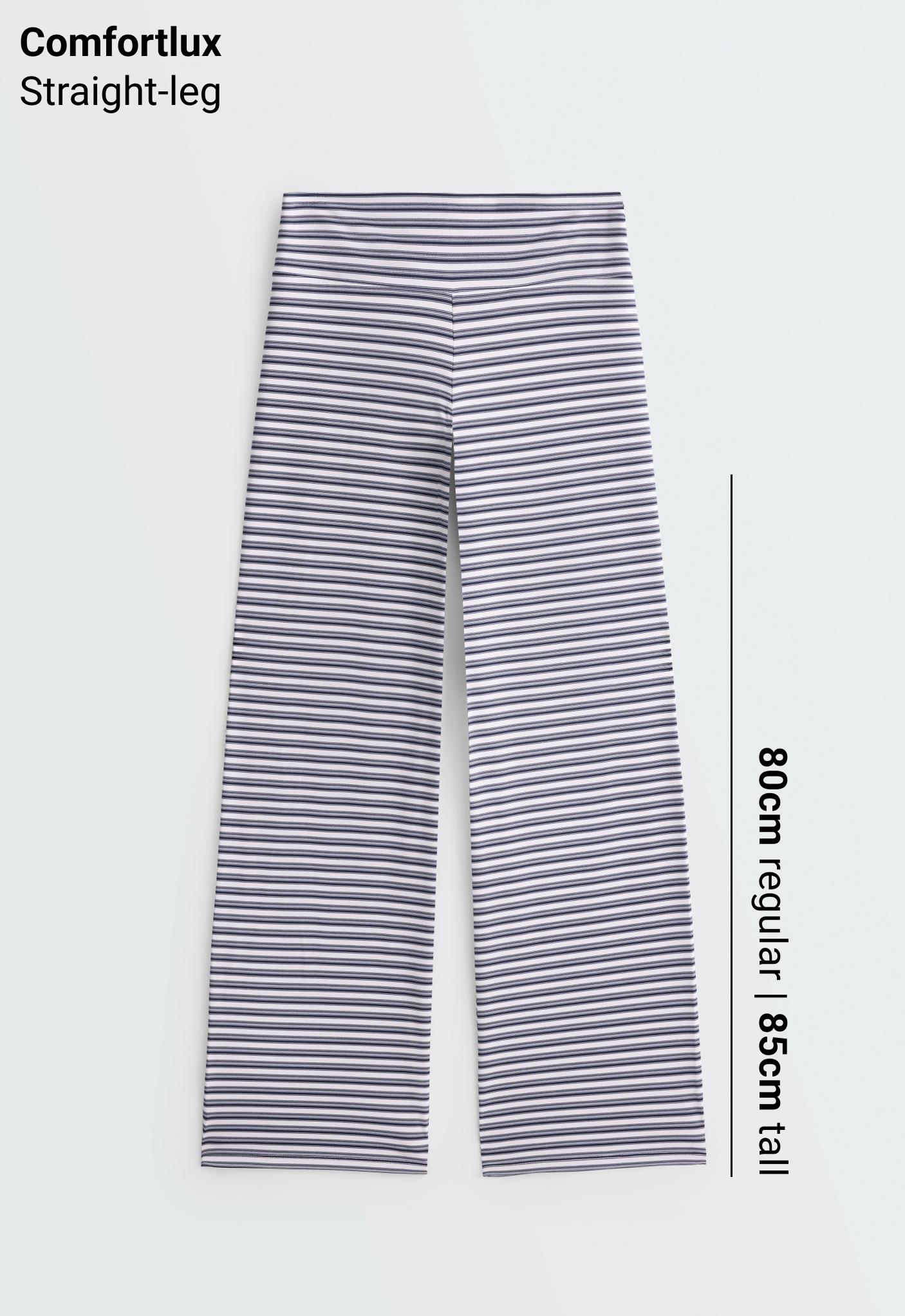 High-rise Comfortlux striped straight-leg trousers — NAVY BLUE
