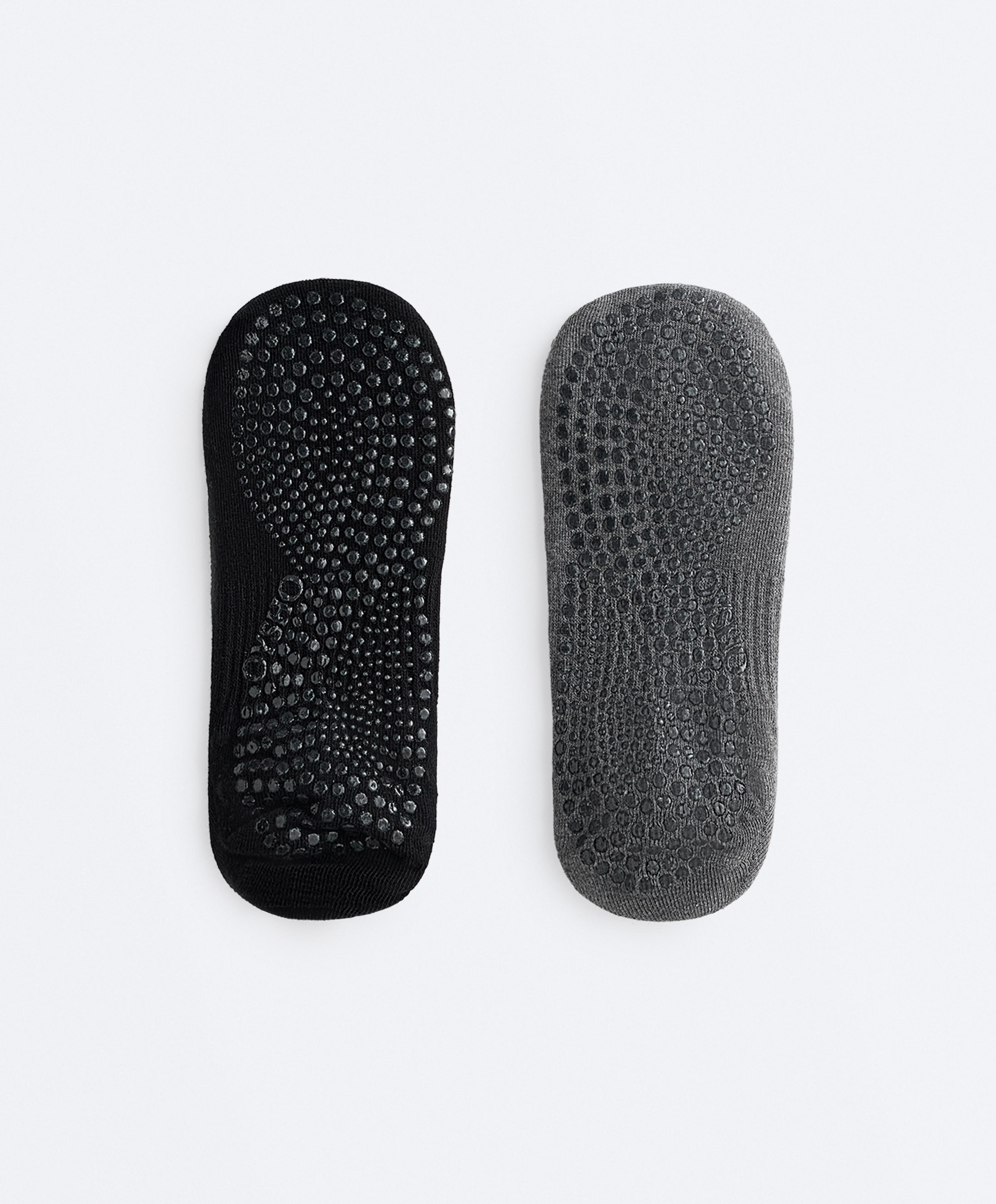 2 pairs of cotton blend yoga and Pilates socks — BLACK