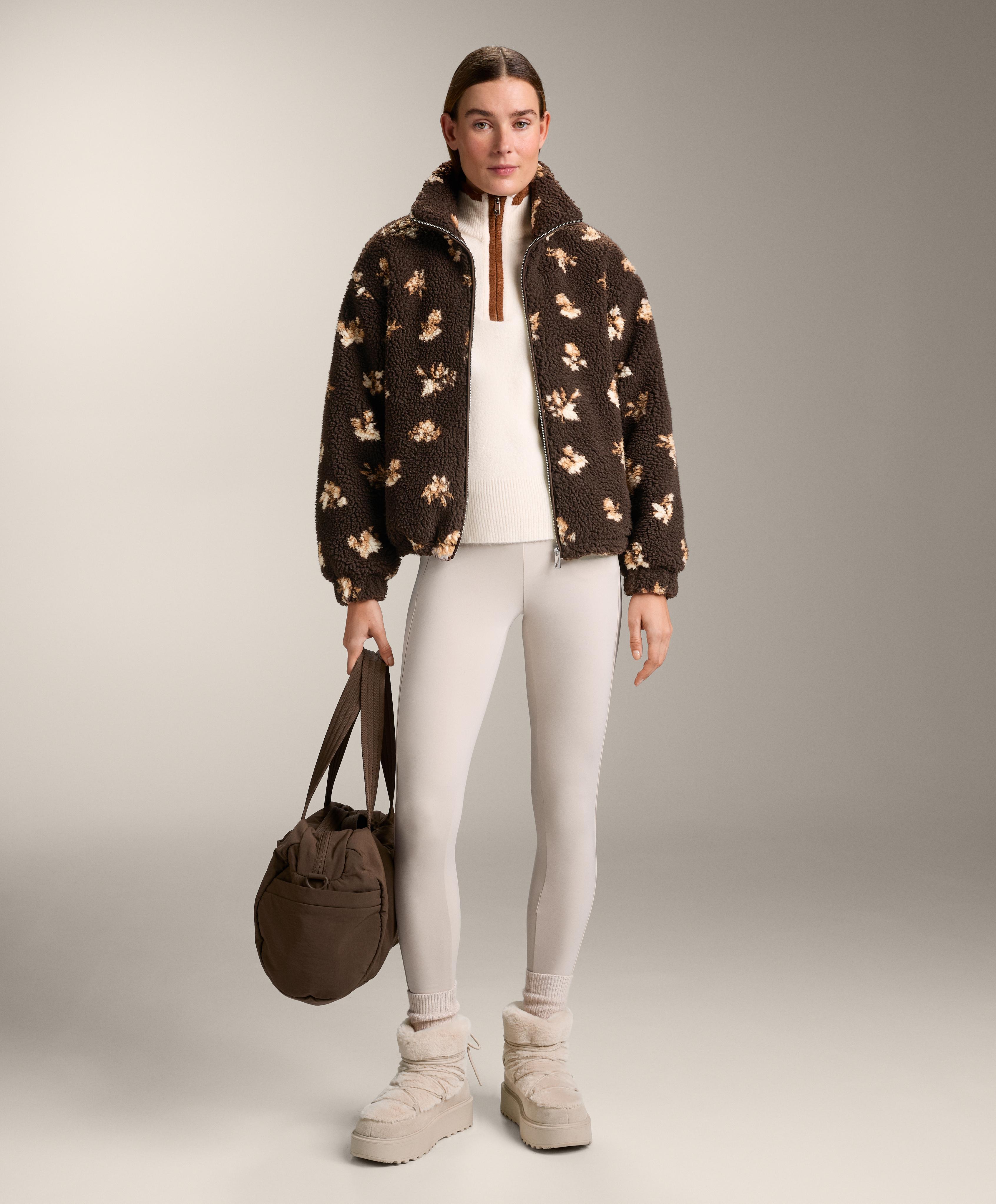 Faux-shearling floral print jacket — CLAY