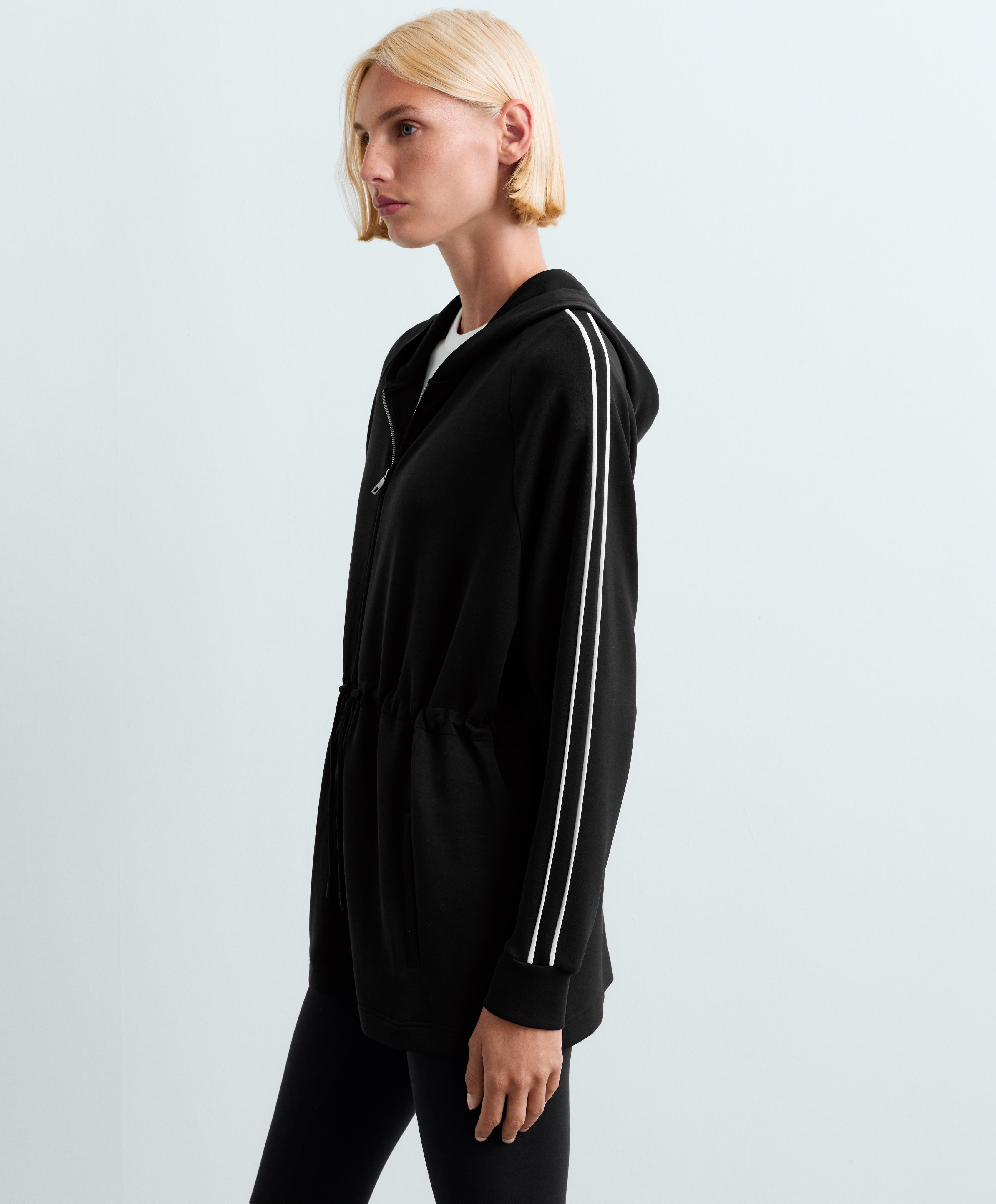 Long modal hooded jacket — BLACK