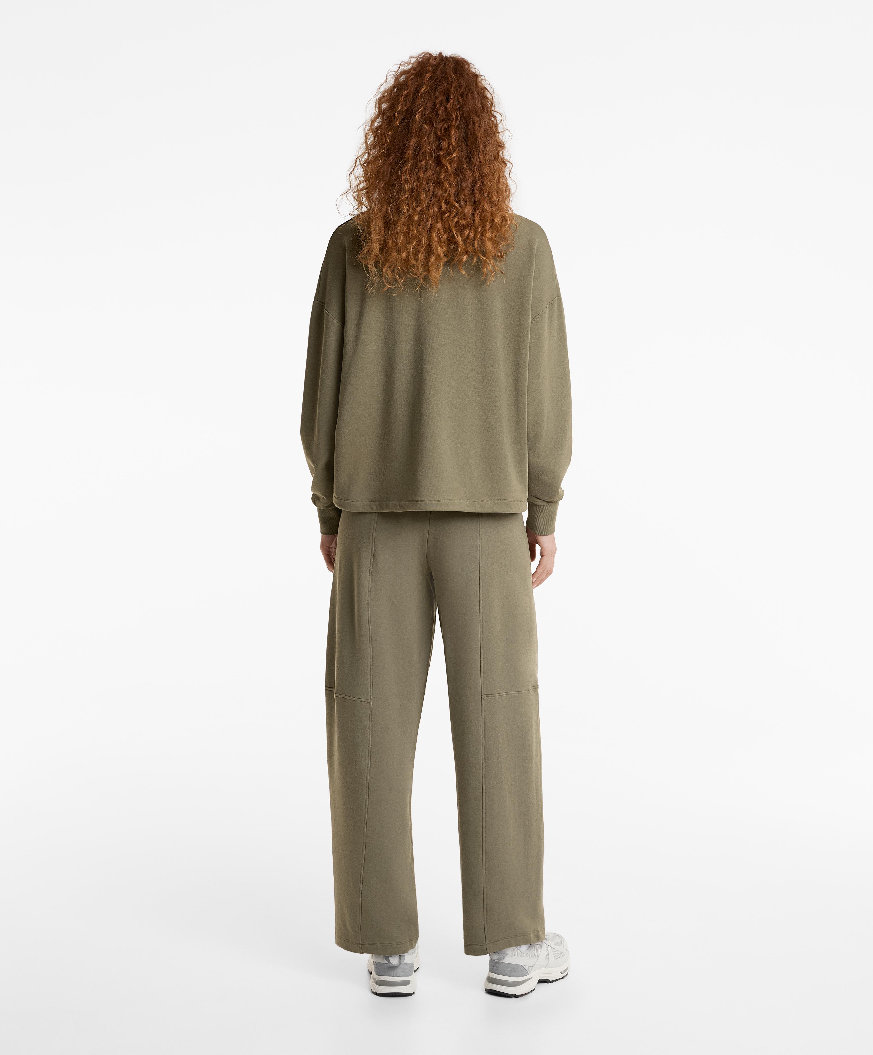 Green straight tracksuit with cotton and modal