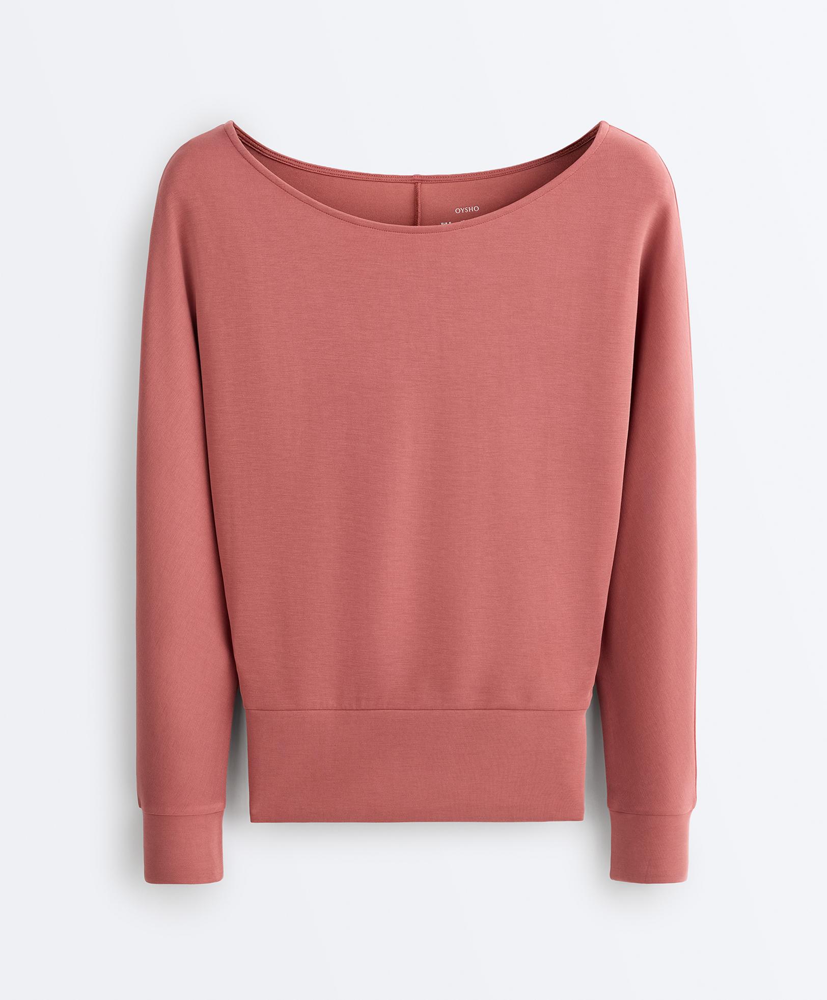 Soft-touch modal boat neck sweatshirt — ROSETTE BLUSH