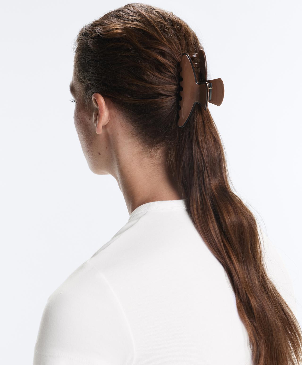 Large hair clasp with piping — COPPER