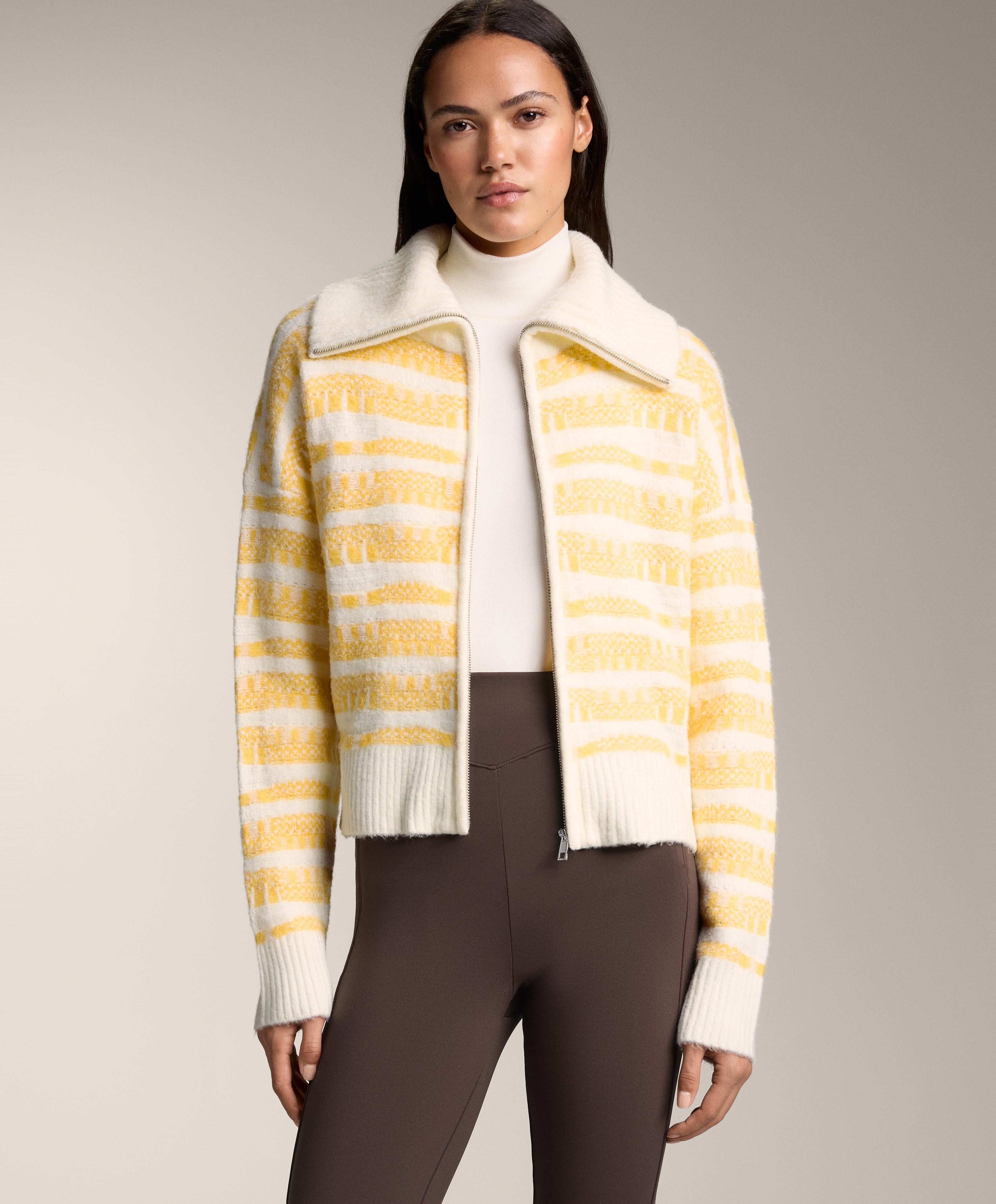 Striped jacquard knit jacket — YELLOW