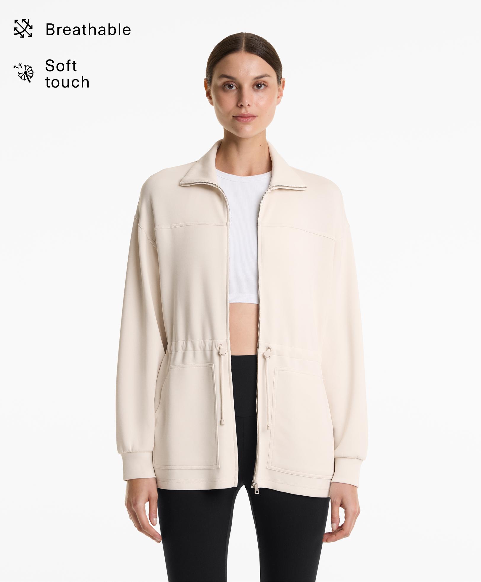 Long soft touch modal jacket with pockets