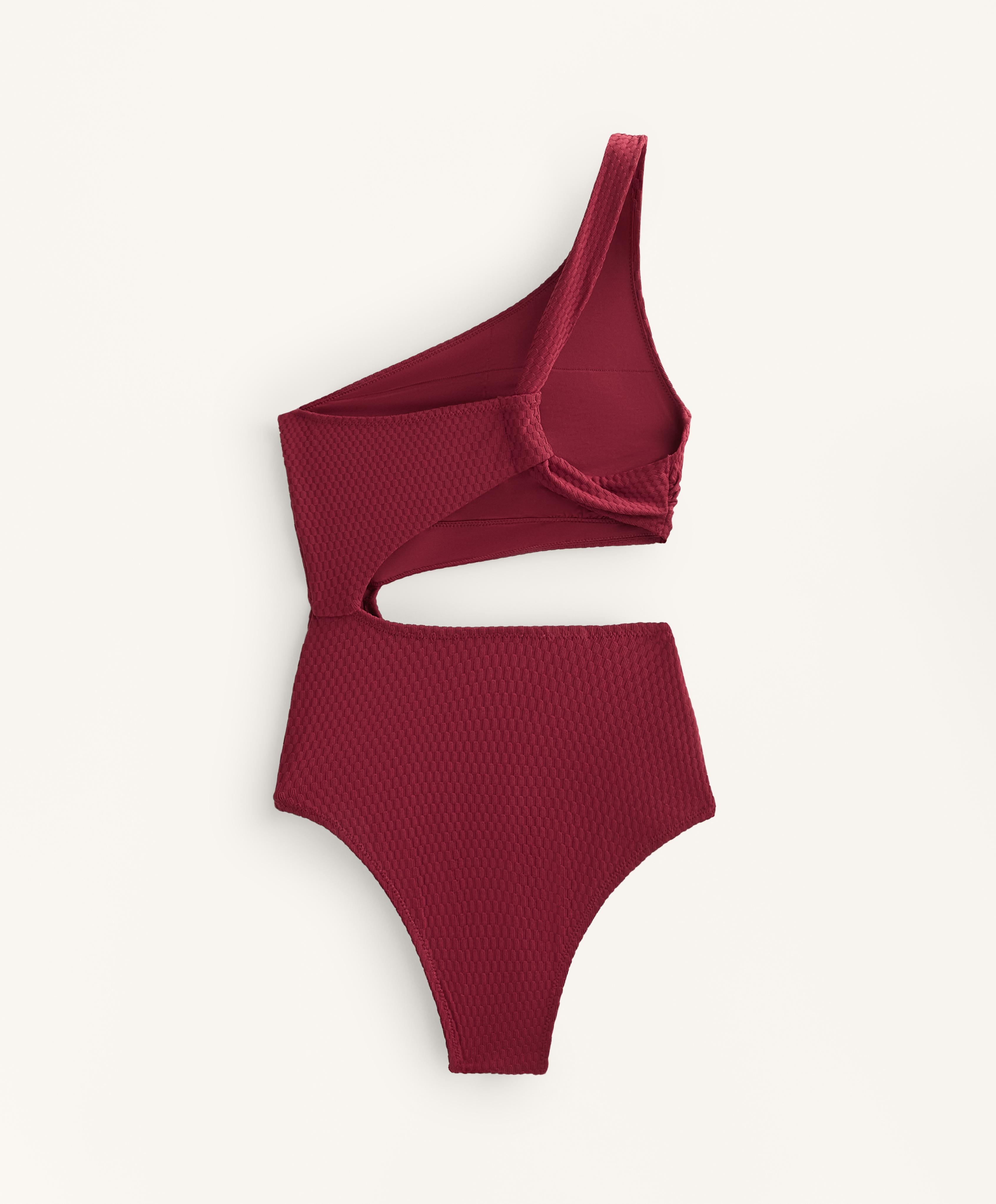 Mini check jacquard asymmetric trikini