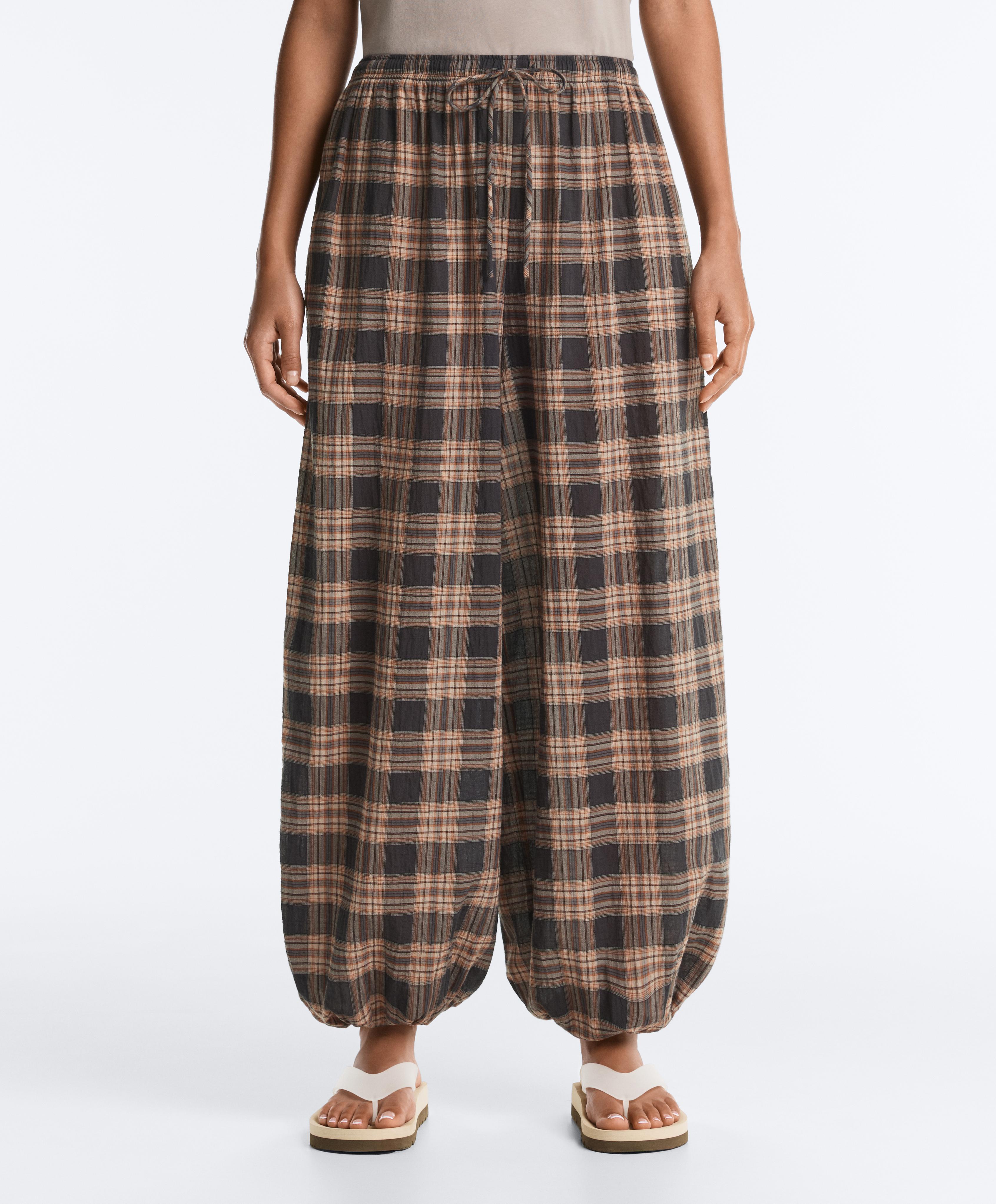 Check cotton-blend bloomer trousers — WASHED BLACK