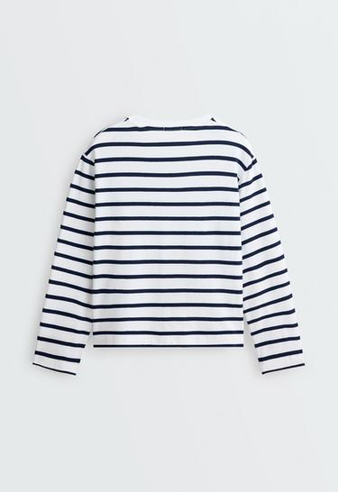 Boxy oversize striped cotton blend long sleeve T-shirt — NAVY BLUE 6
