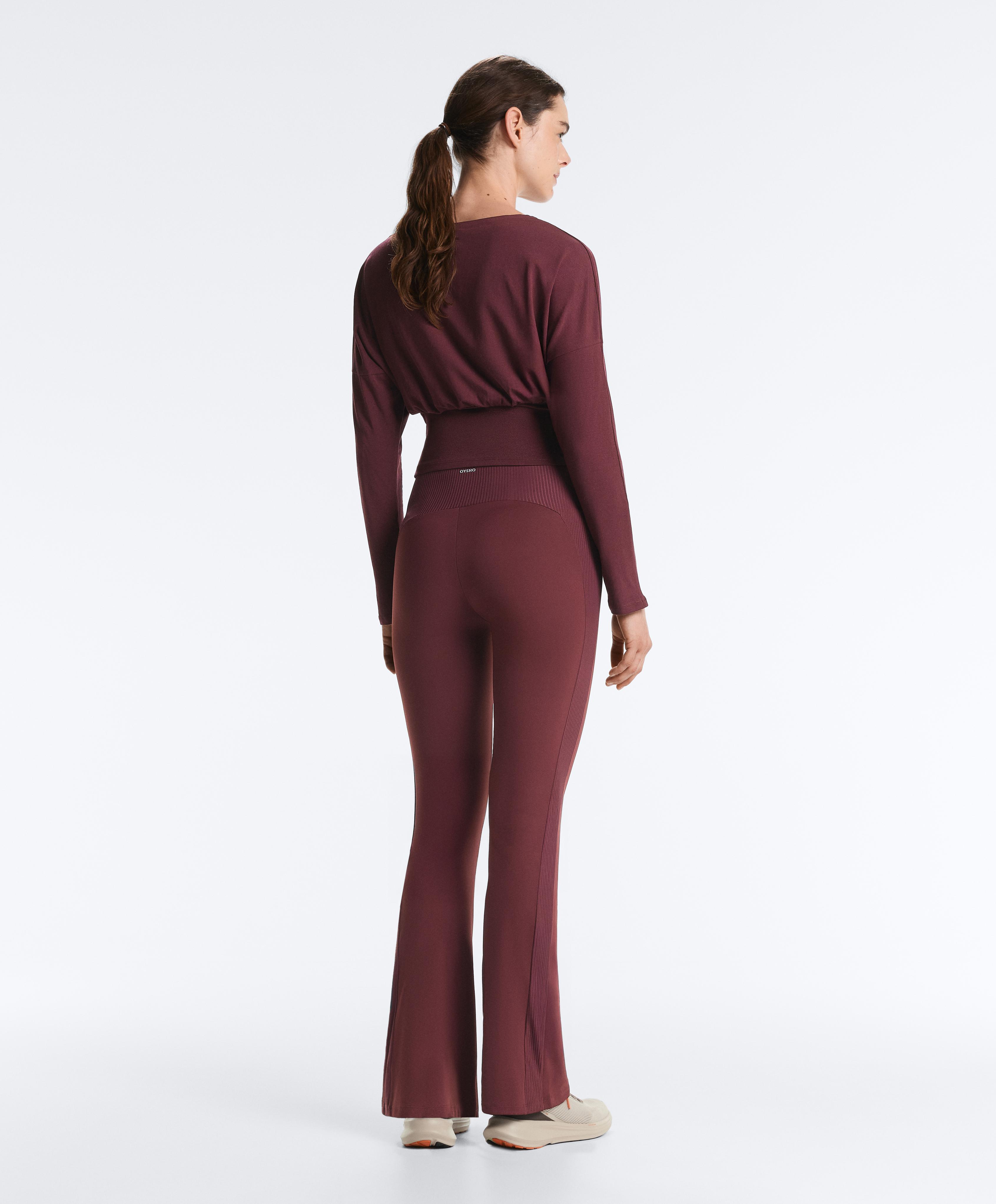 Fitted waist cotton blend T-shirt — MAROON