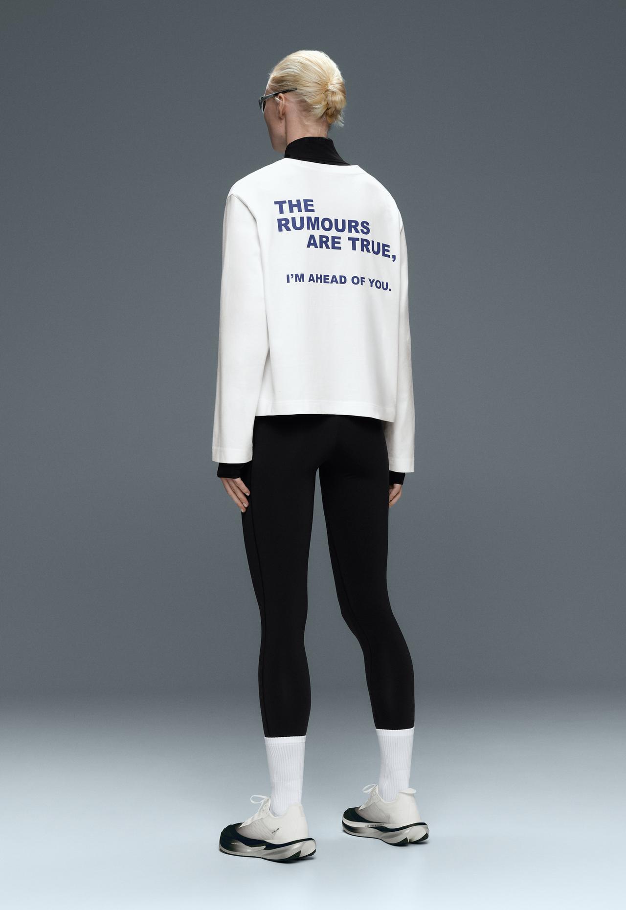 100% cotton relaxed long-sleeve t-shirt text — WHITE