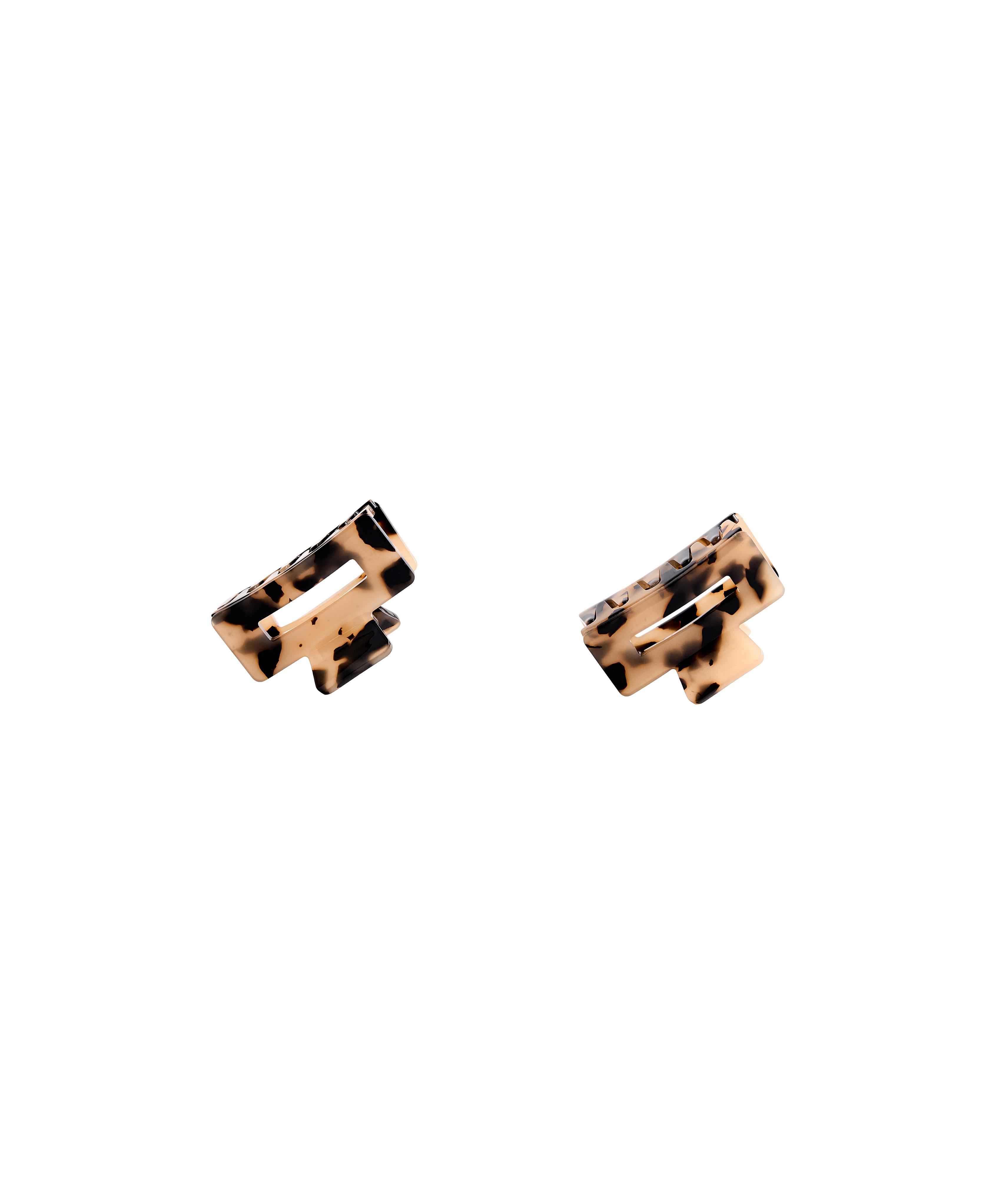 2 tortoiseshell square hair clips — BLACK