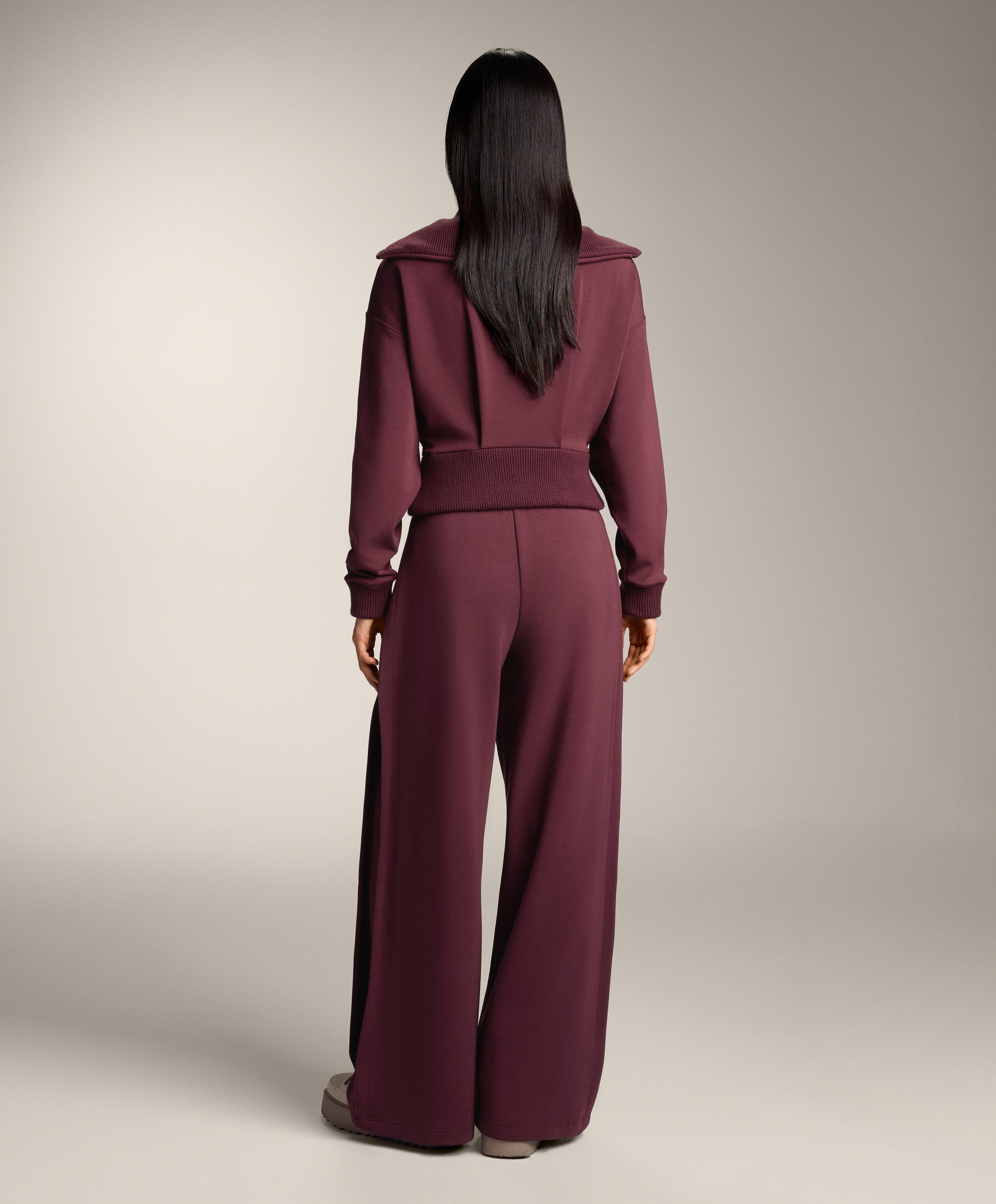 Cocoon trousers with side pleat and brushed modal — MAROON